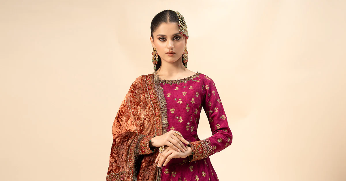 3 Piece Embroidered Raw Silk Suit - Image 6