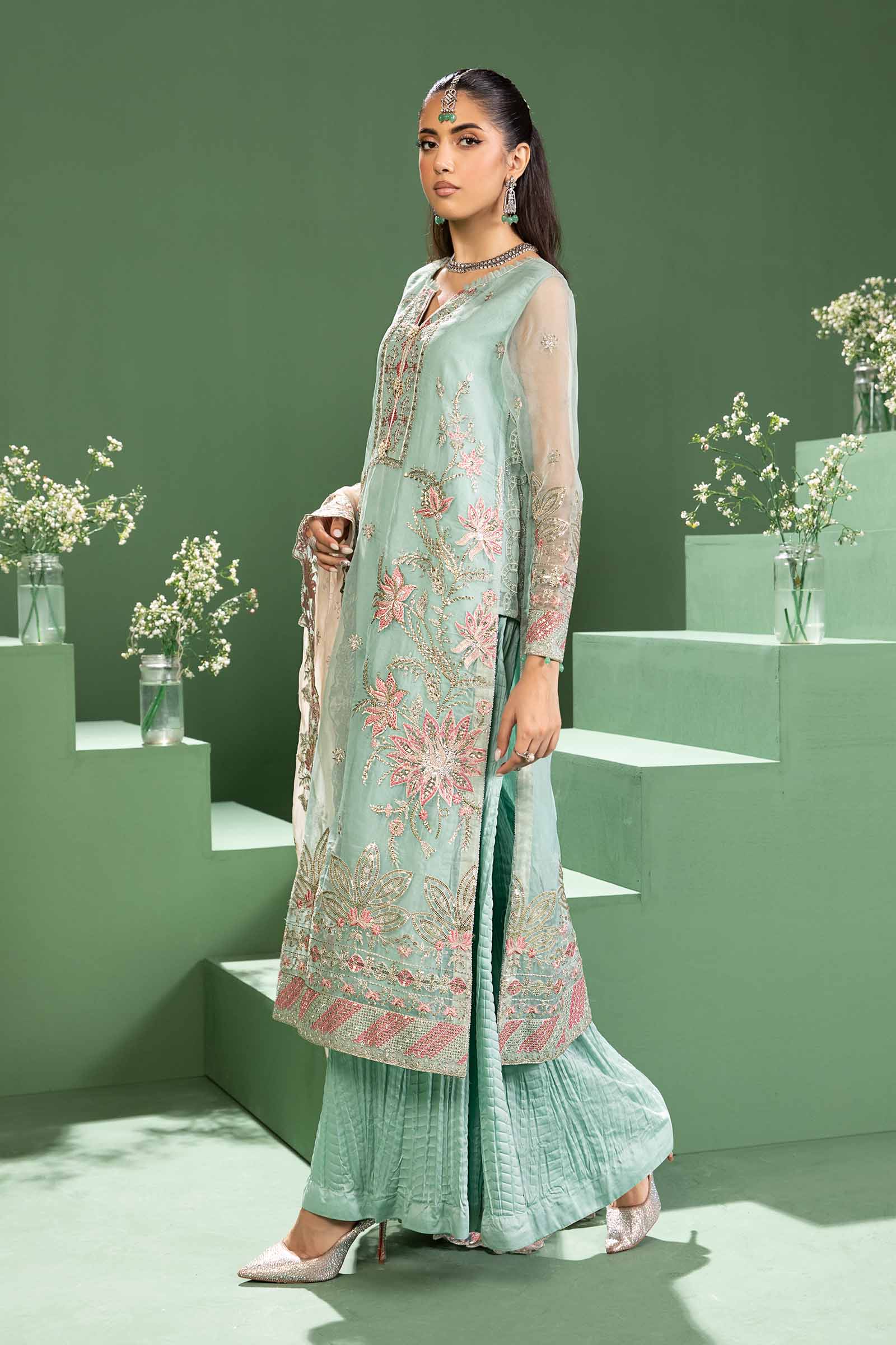3 Piece Embroidered Raw Silk Suit - Image 4
