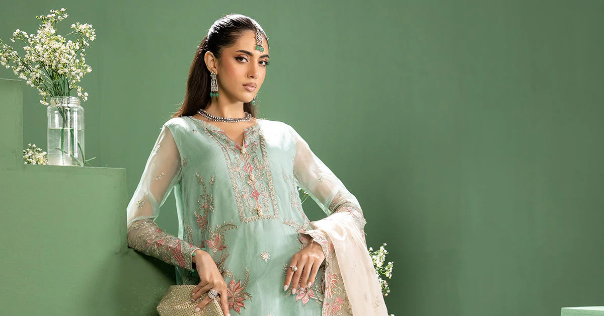 3 Piece Embroidered Raw Silk Suit - Image 5