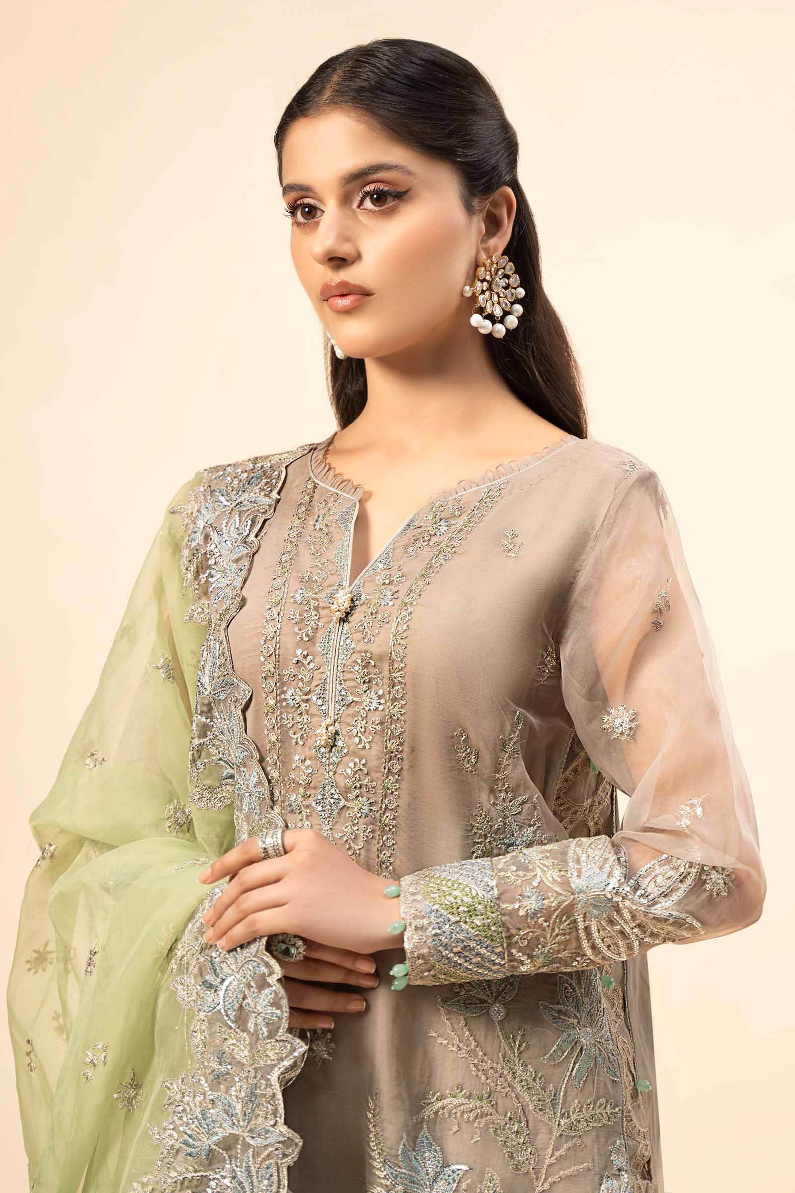 3 Piece Embroidered Raw Silk Suit - Image 2