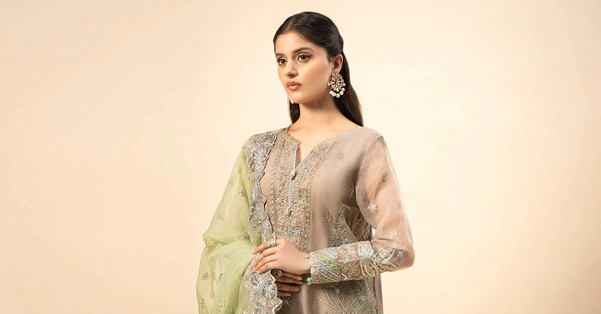 3 Piece Embroidered Raw Silk Suit - Image 7