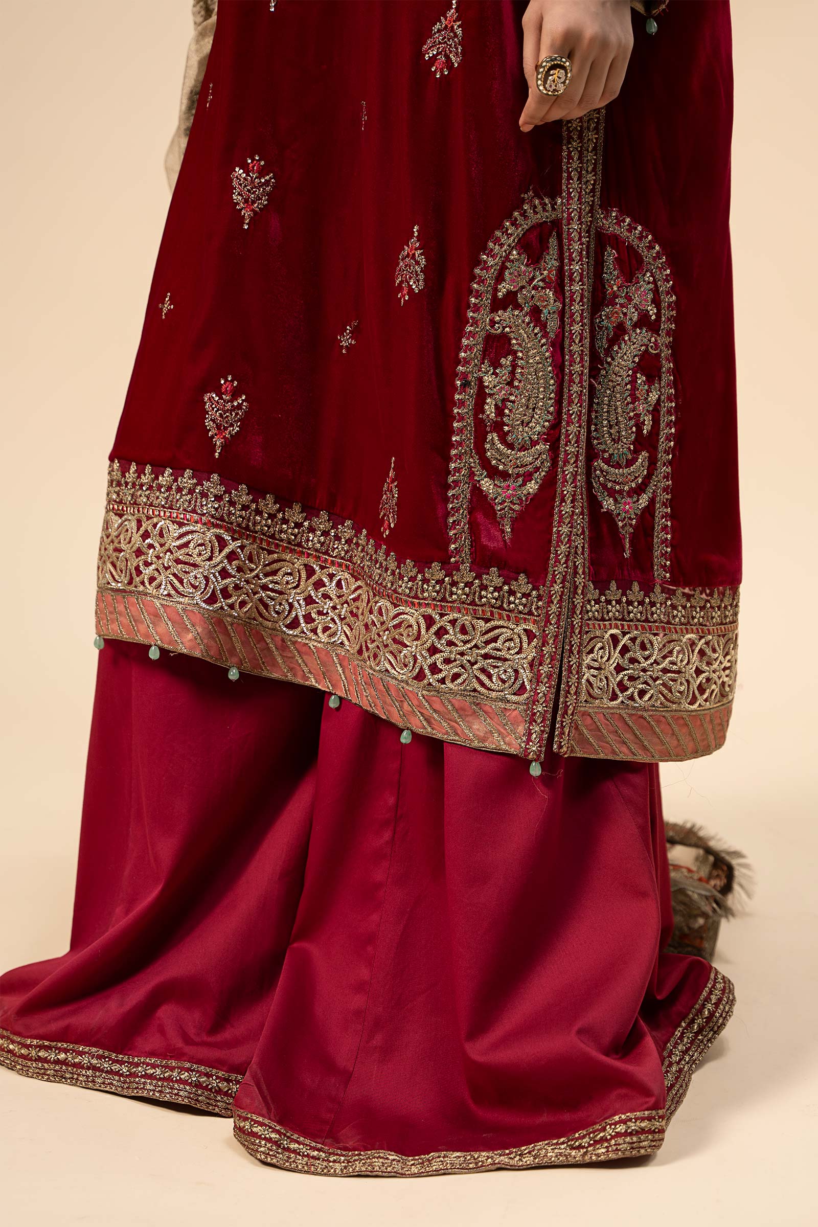 3 Piece Embroidered Velvet Suit - Image 11