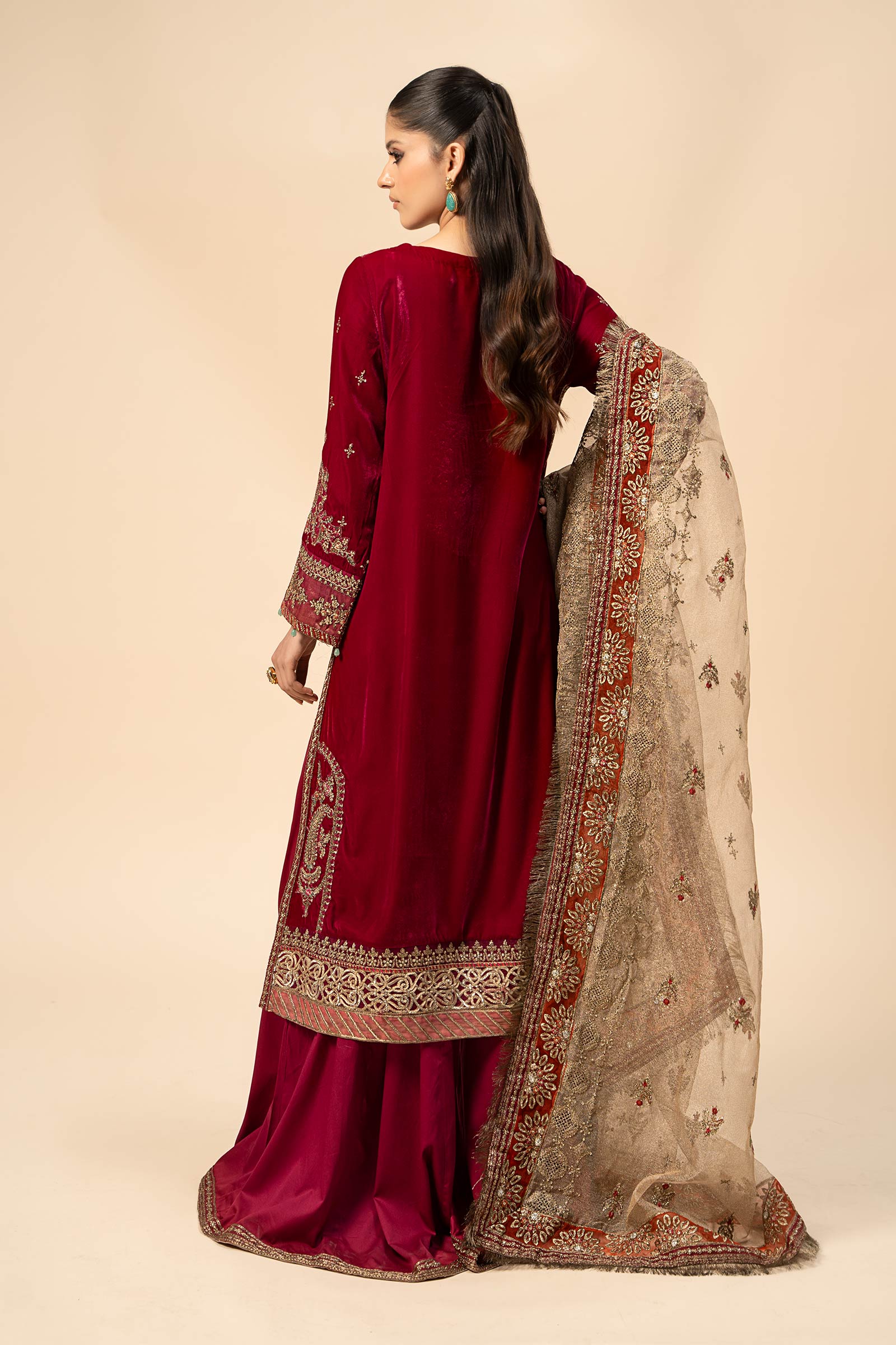3 Piece Embroidered Velvet Suit - Image 13