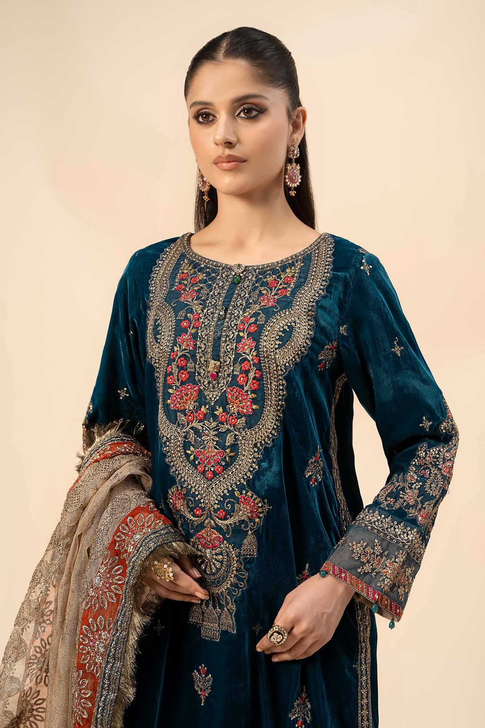 3 Piece Embroidered Velvet Suit - Image 2
