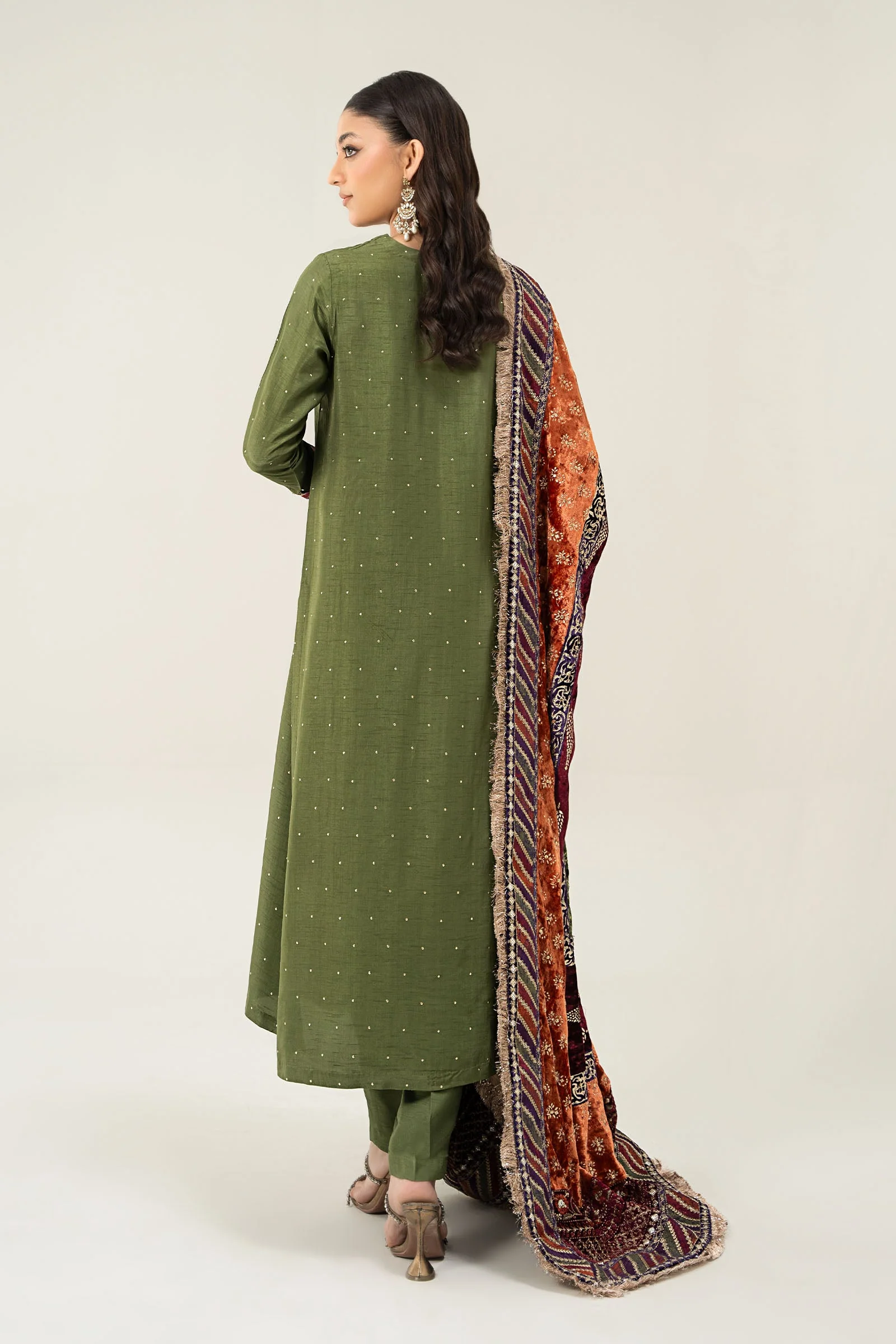 3 Piece Embroidered Raw Silk Suit - Image 5