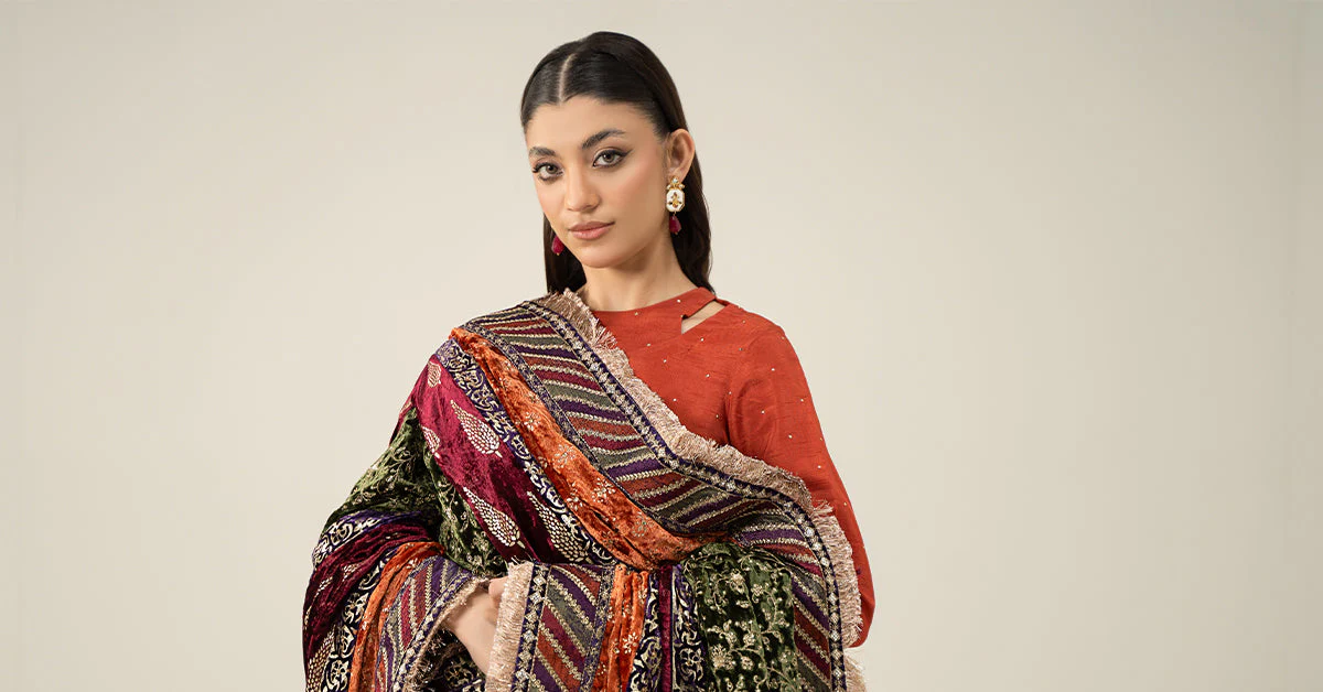 3 Piece Embroidered Raw Silk Suit - Image 6