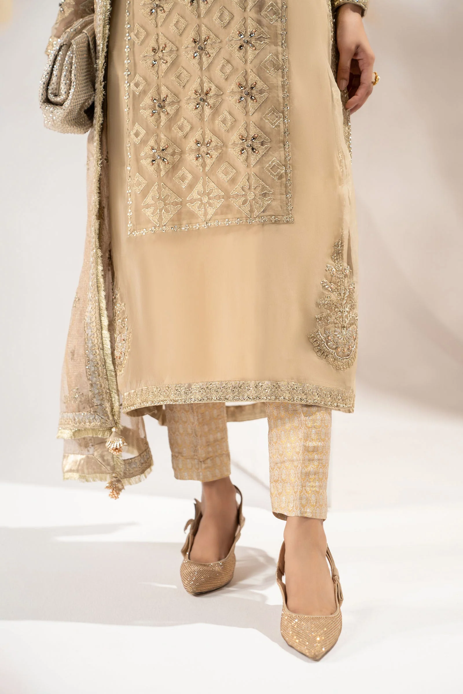 3 Piece Embroidered Organza Suit - Image 5