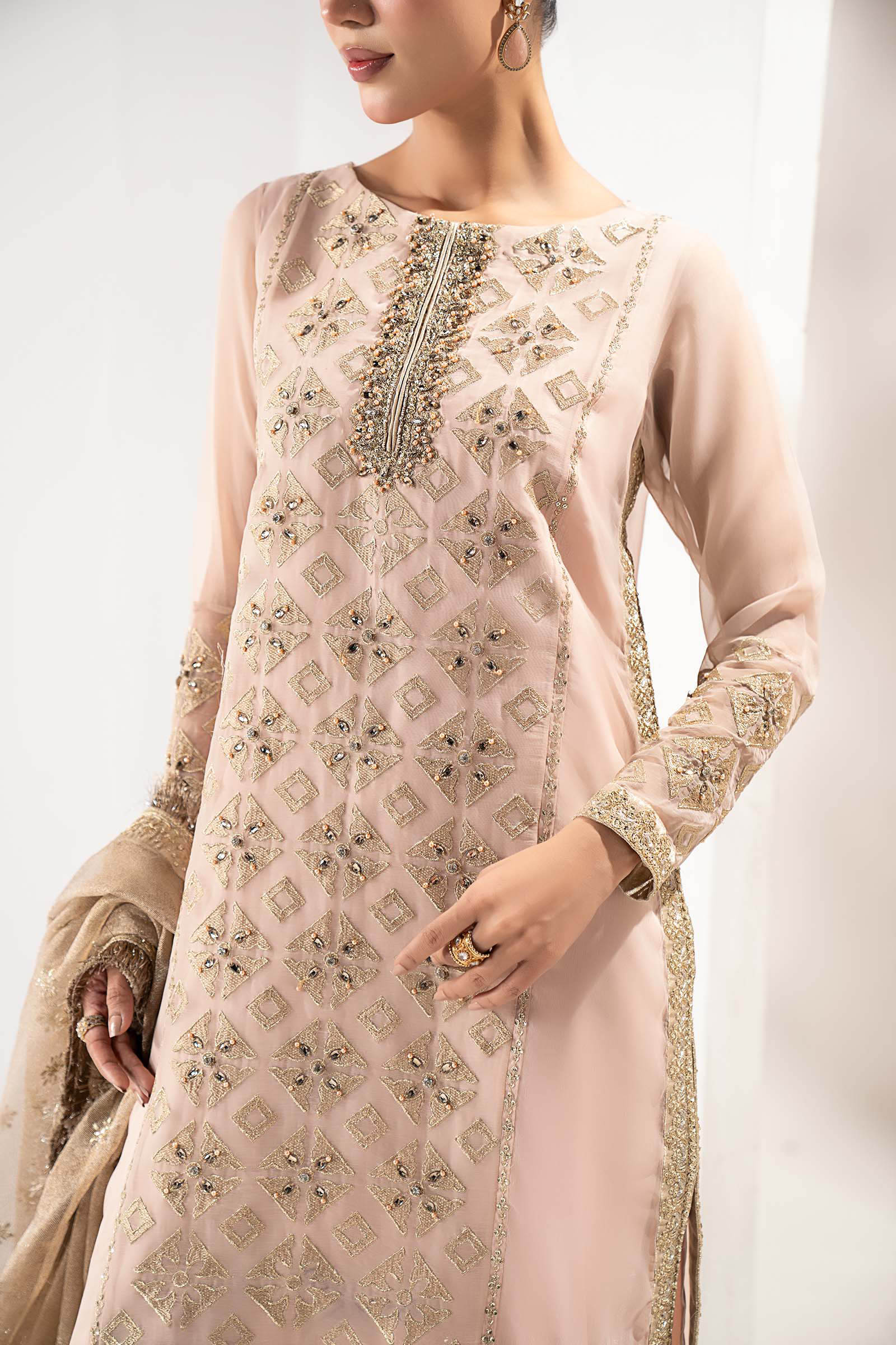 3 Piece Embroidered Organza Suit - Image 3