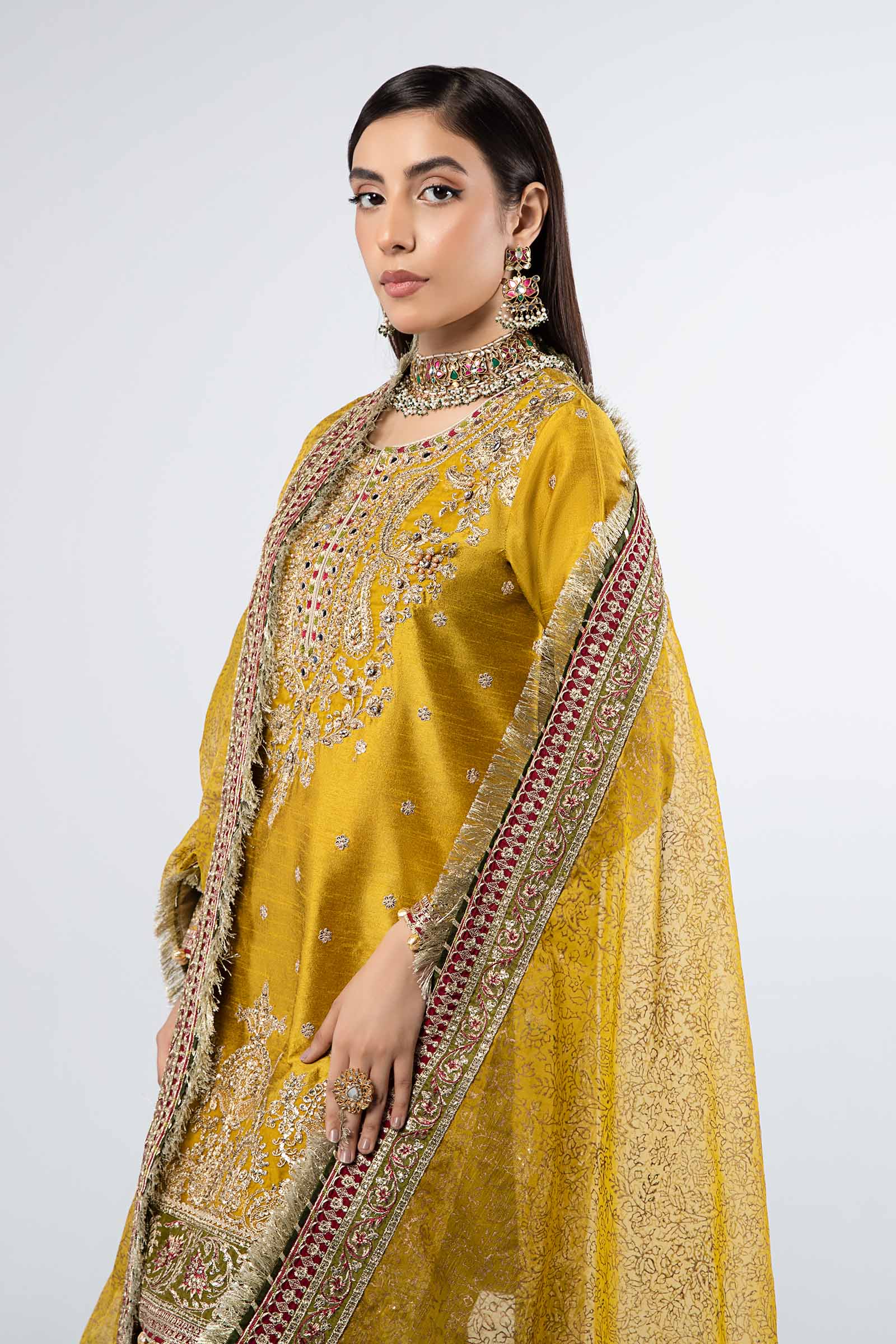 3 Piece Embroidered Raw Silk Suit - Image 2