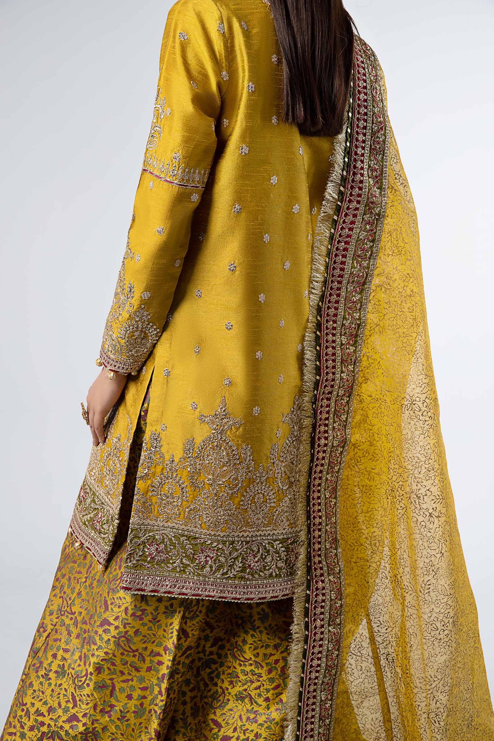 3 Piece Embroidered Raw Silk Suit - Image 4