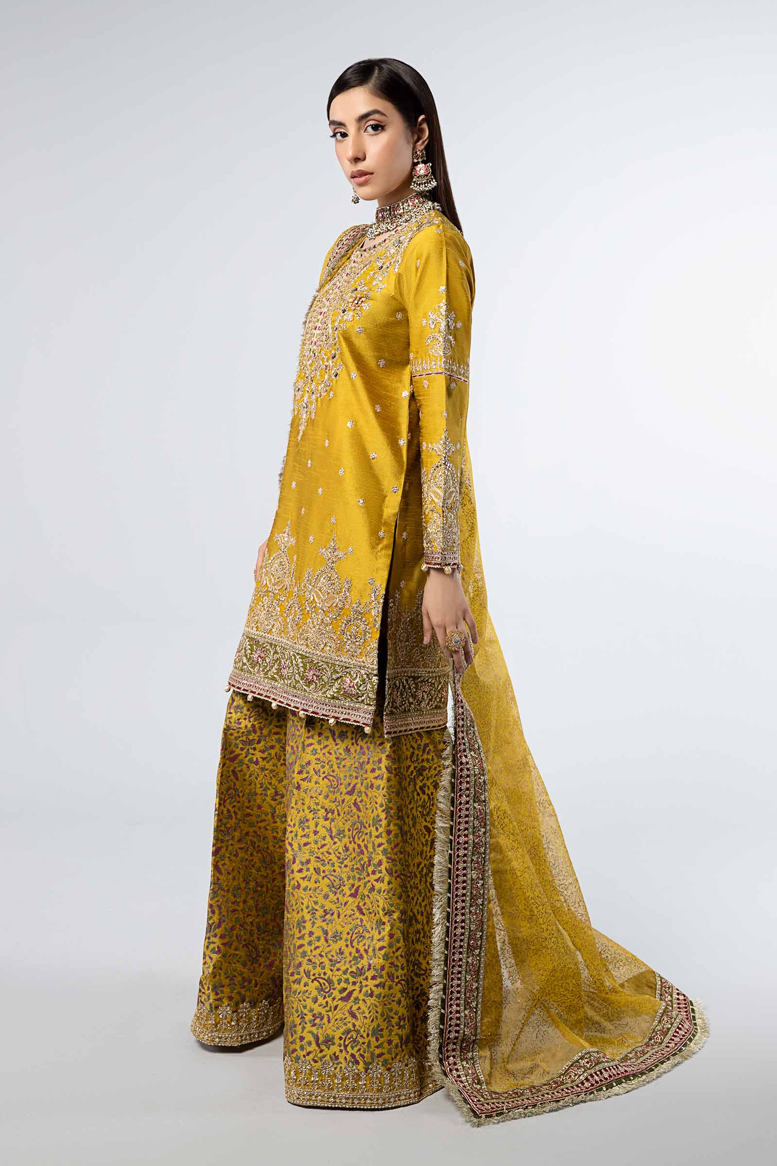 3 Piece Embroidered Raw Silk Suit - Image 5