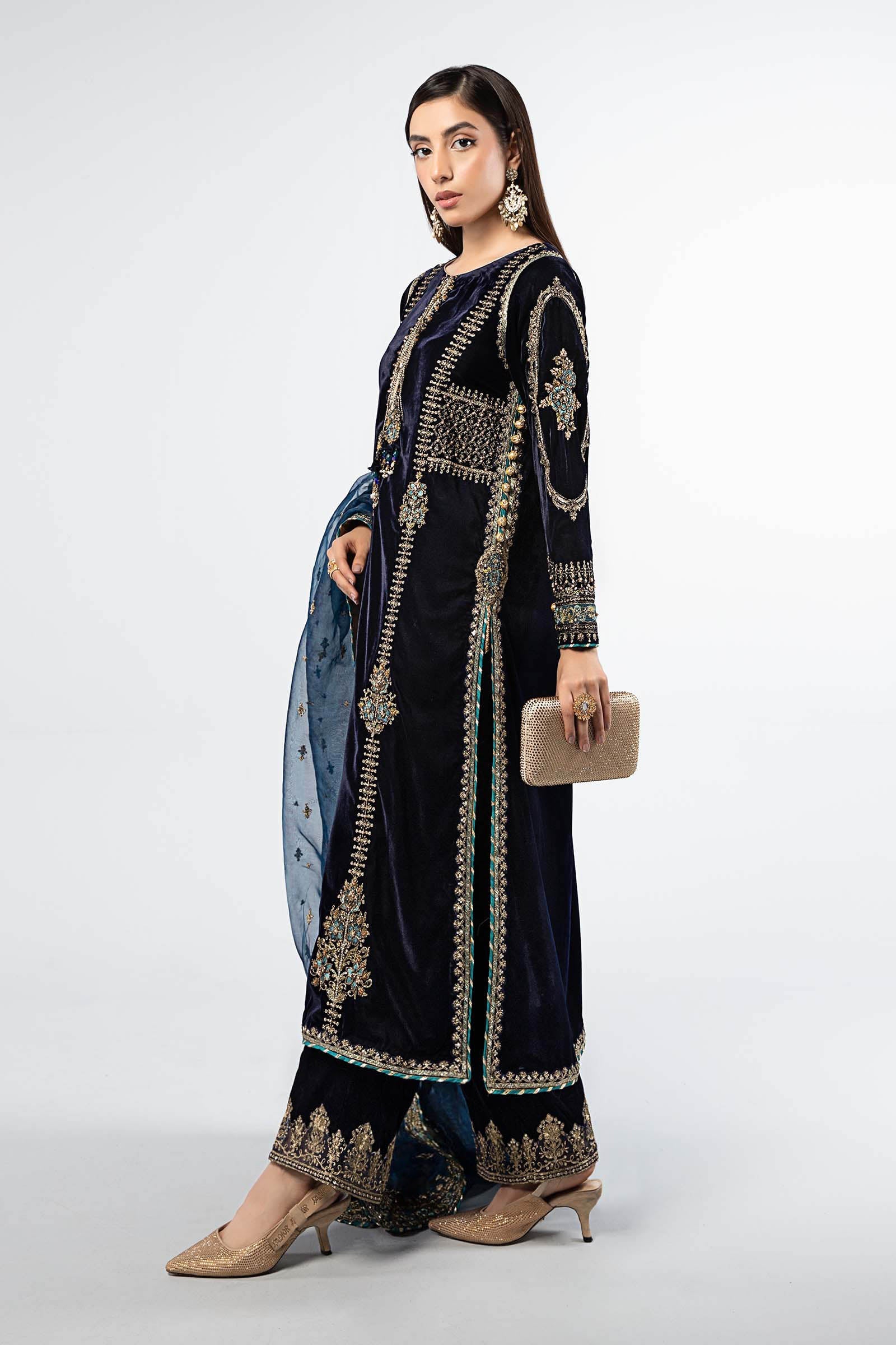 3 Piece Embroidered Velvet Suit - Image 4