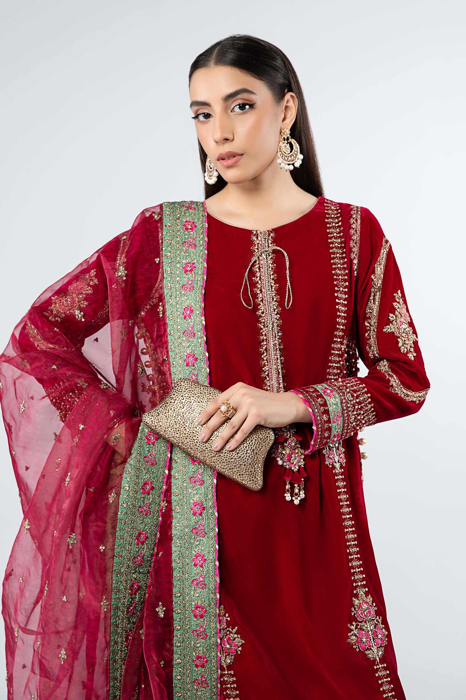 3 Piece Embroidered Velvet Suit - Image 2