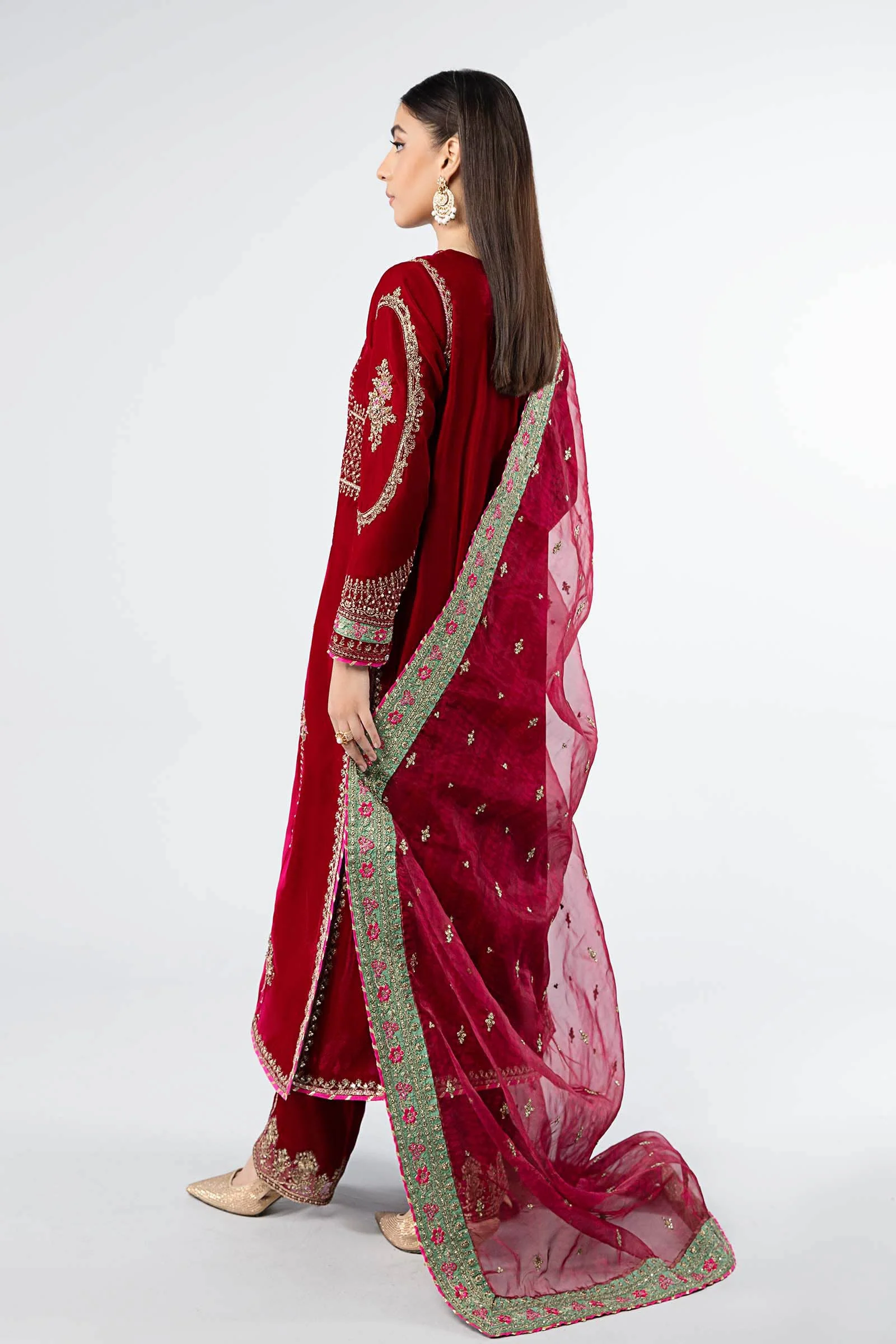3 Piece Embroidered Velvet Suit - Image 6