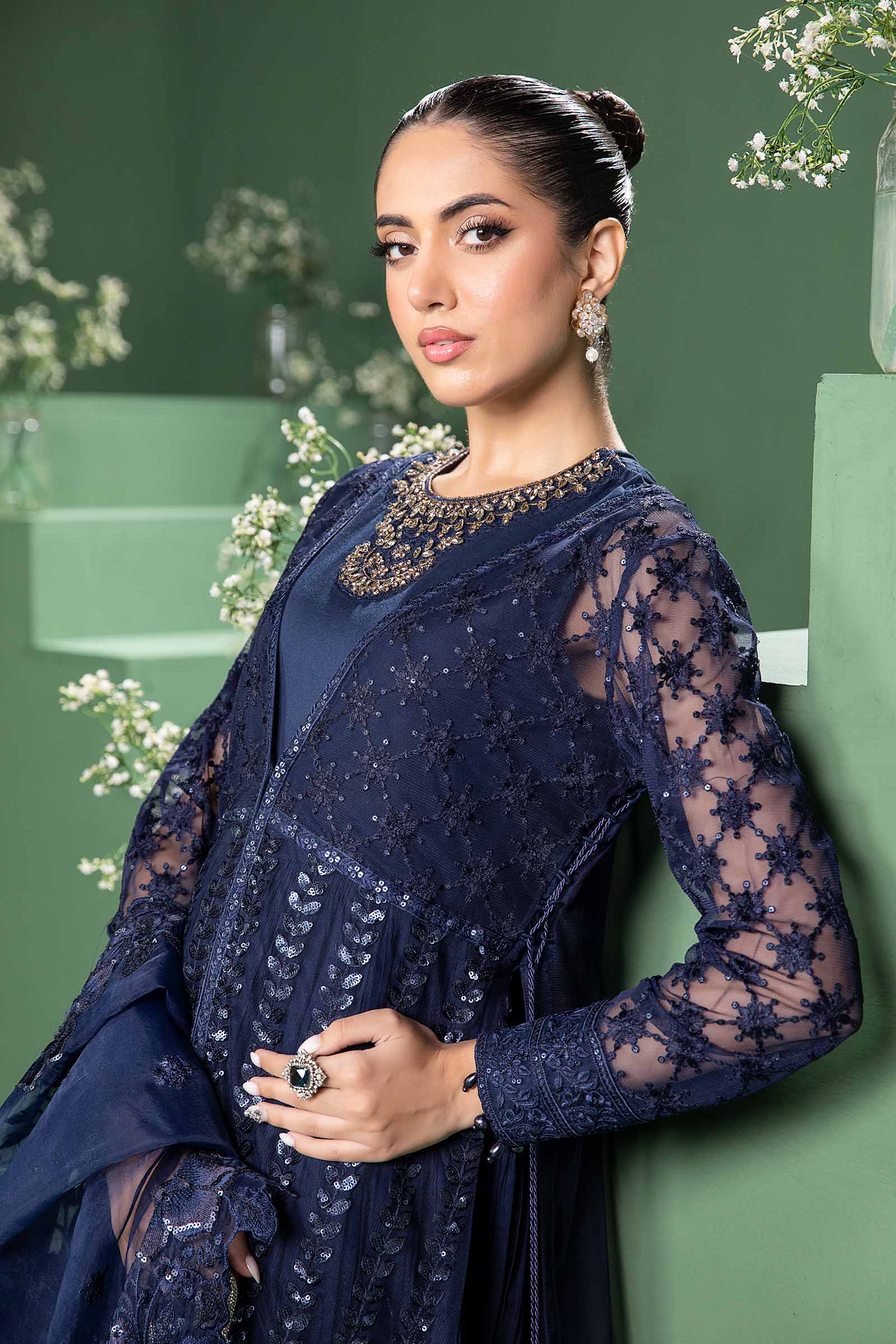 3 Piece Embroidered Net Suit - Image 2