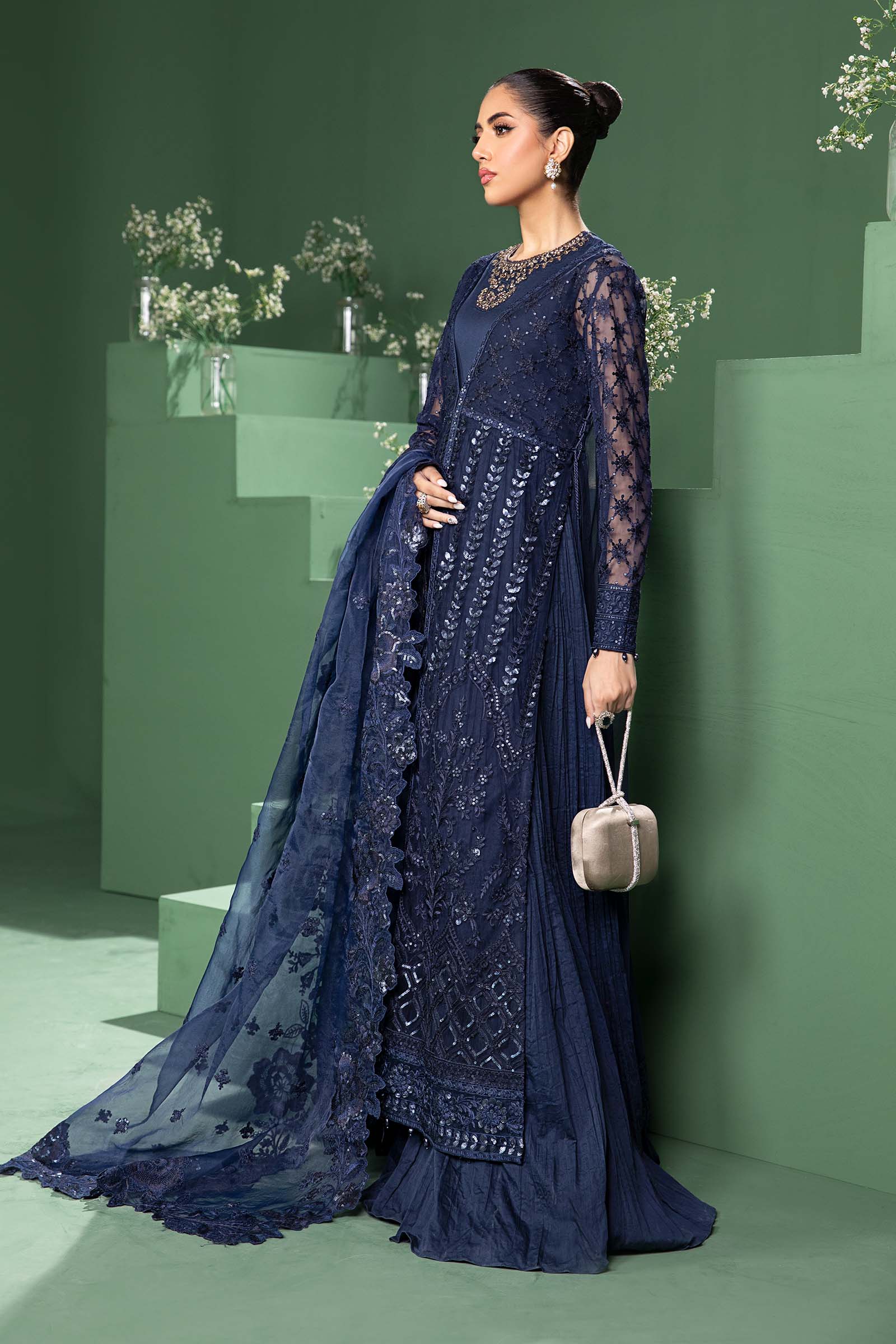 3 Piece Embroidered Net Suit - Image 3