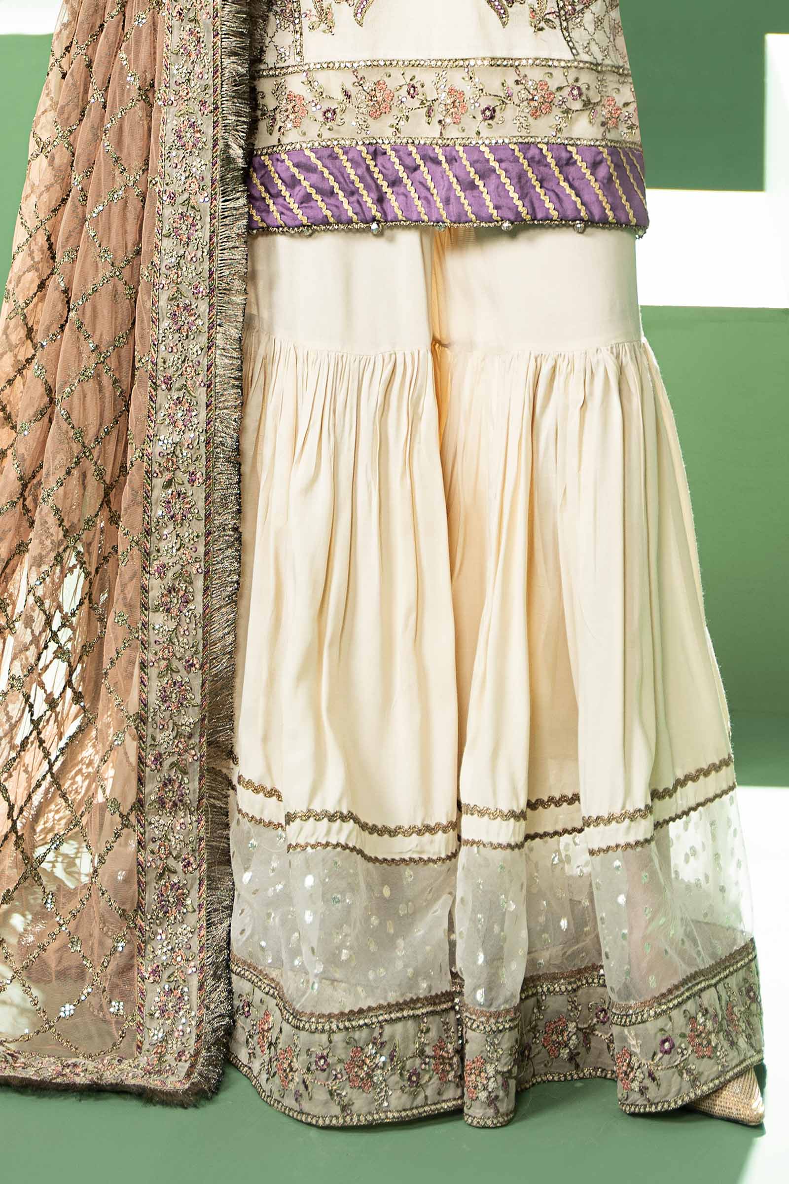 3 Piece Embroidered Silk Cotton Net Suit - Image 4