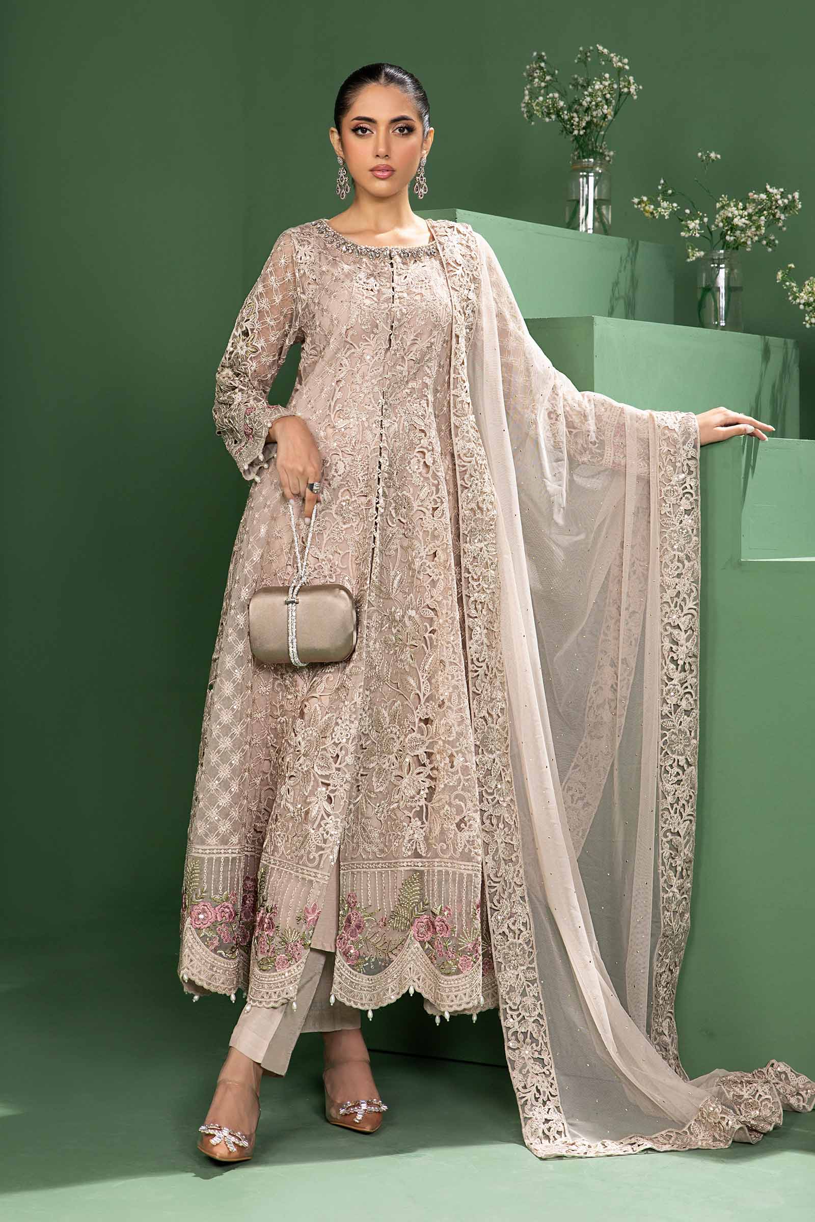 3 Piece Embroidered Organza Suit - Image 2