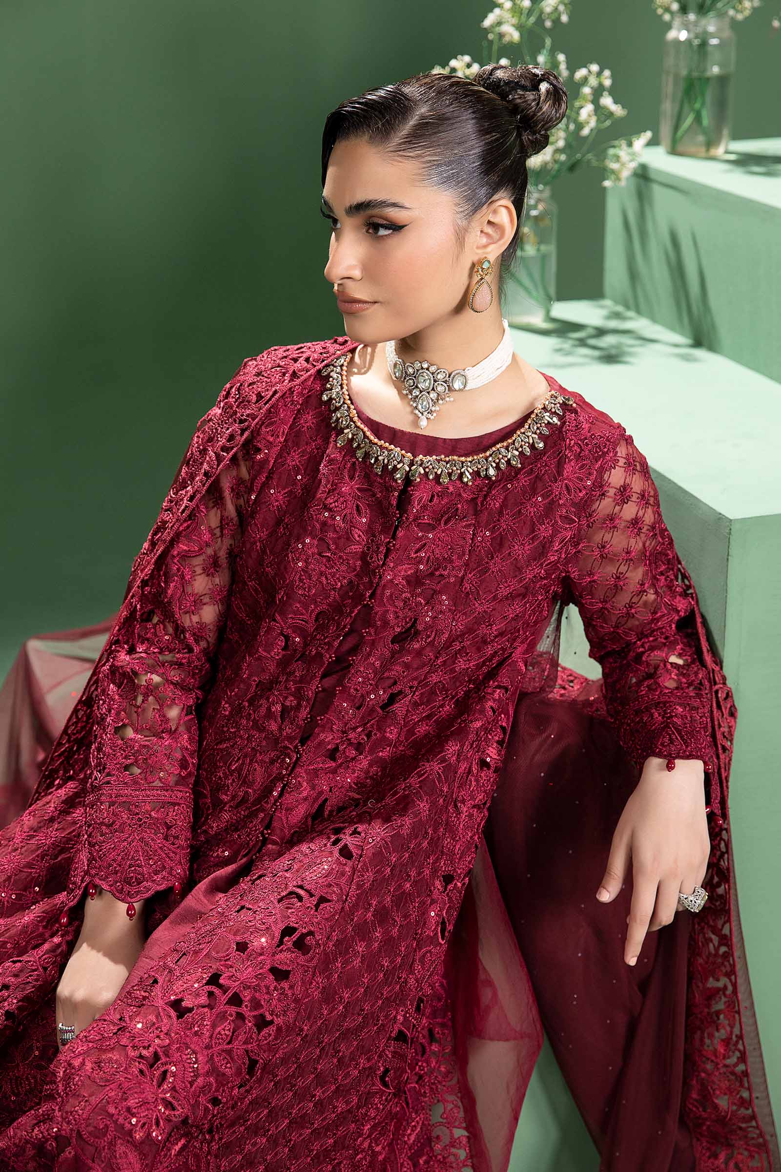 3 Piece Embroidered Organza Suit - Image 2