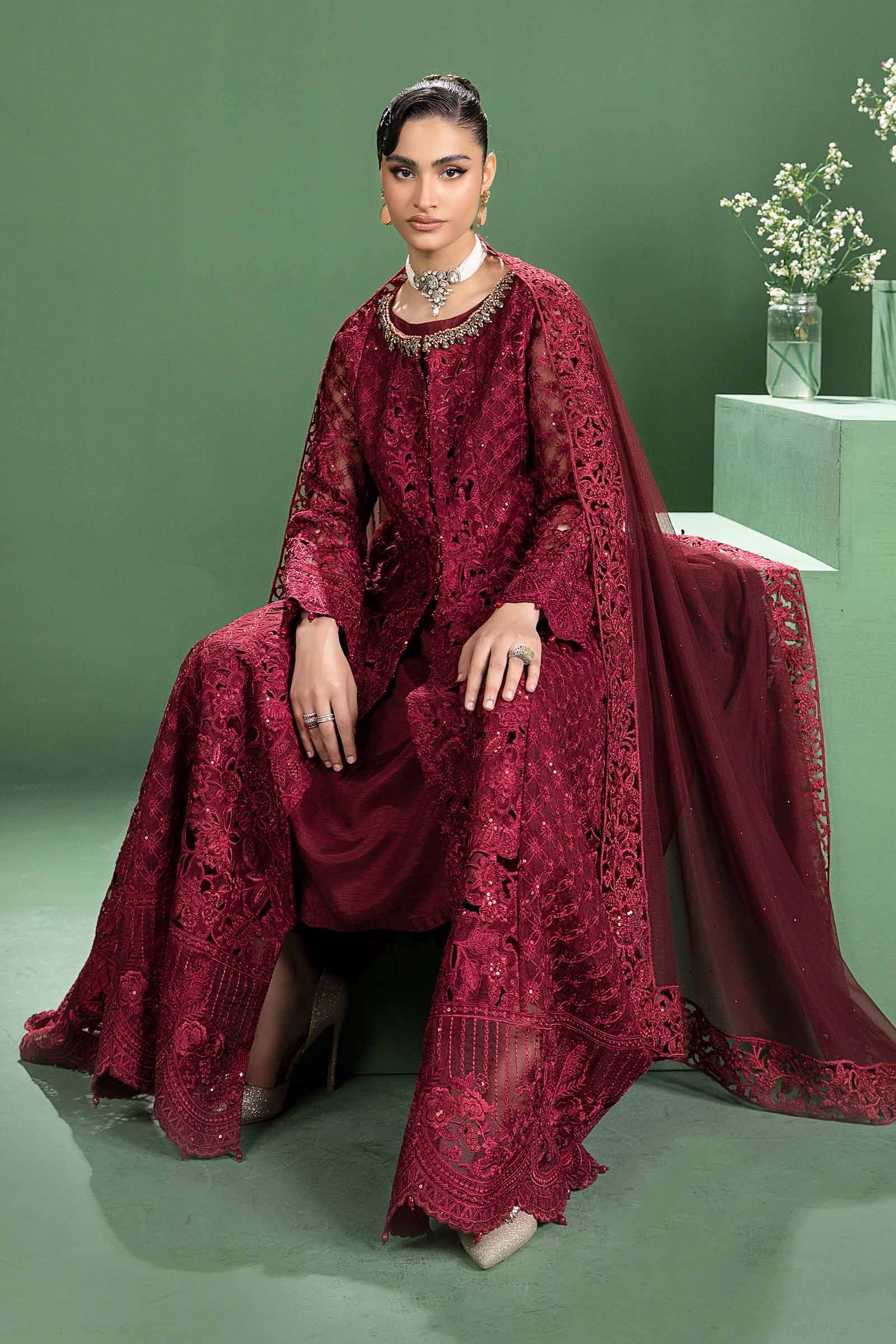 3 Piece Embroidered Organza Suit - Image 3
