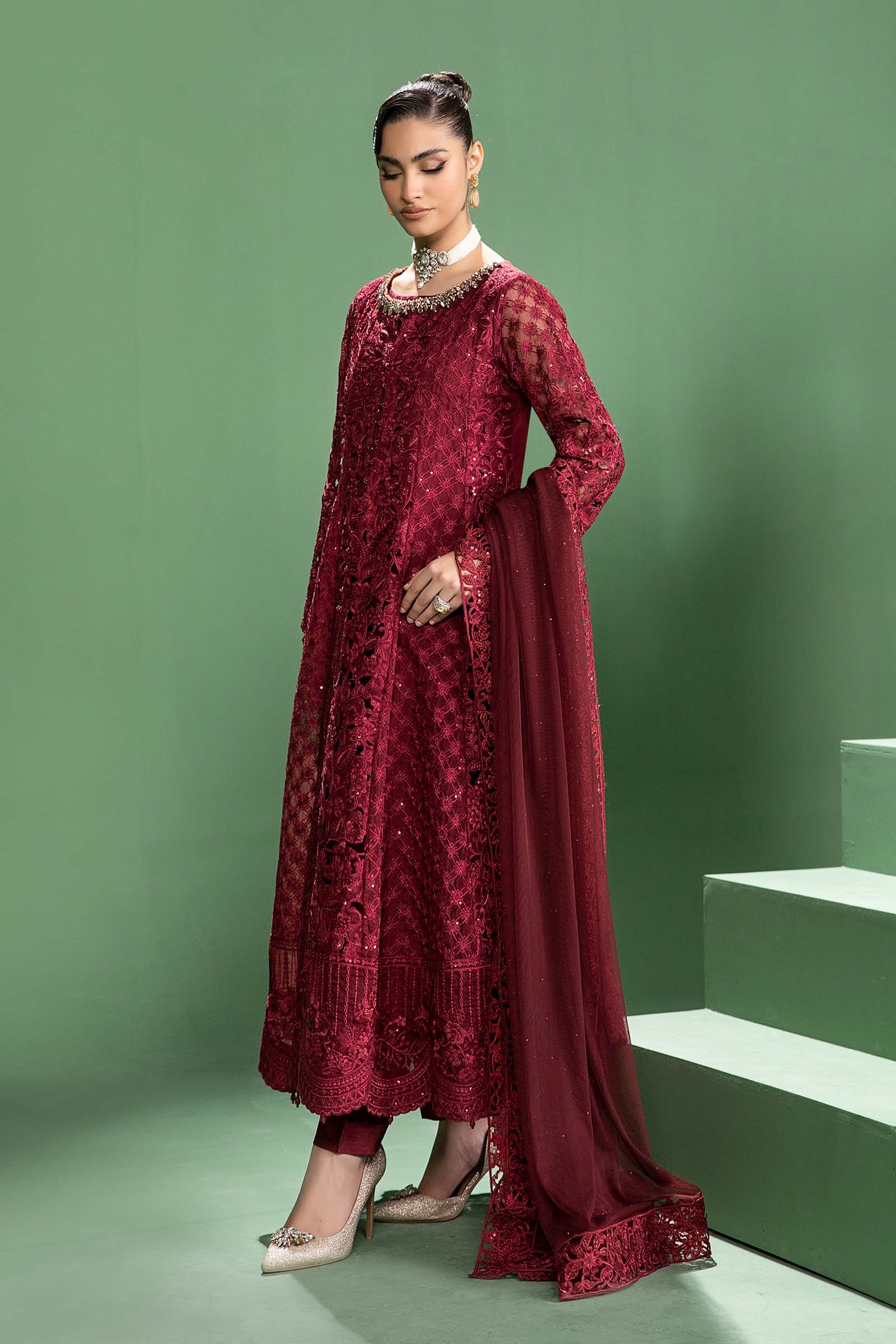 3 Piece Embroidered Organza Suit - Image 4