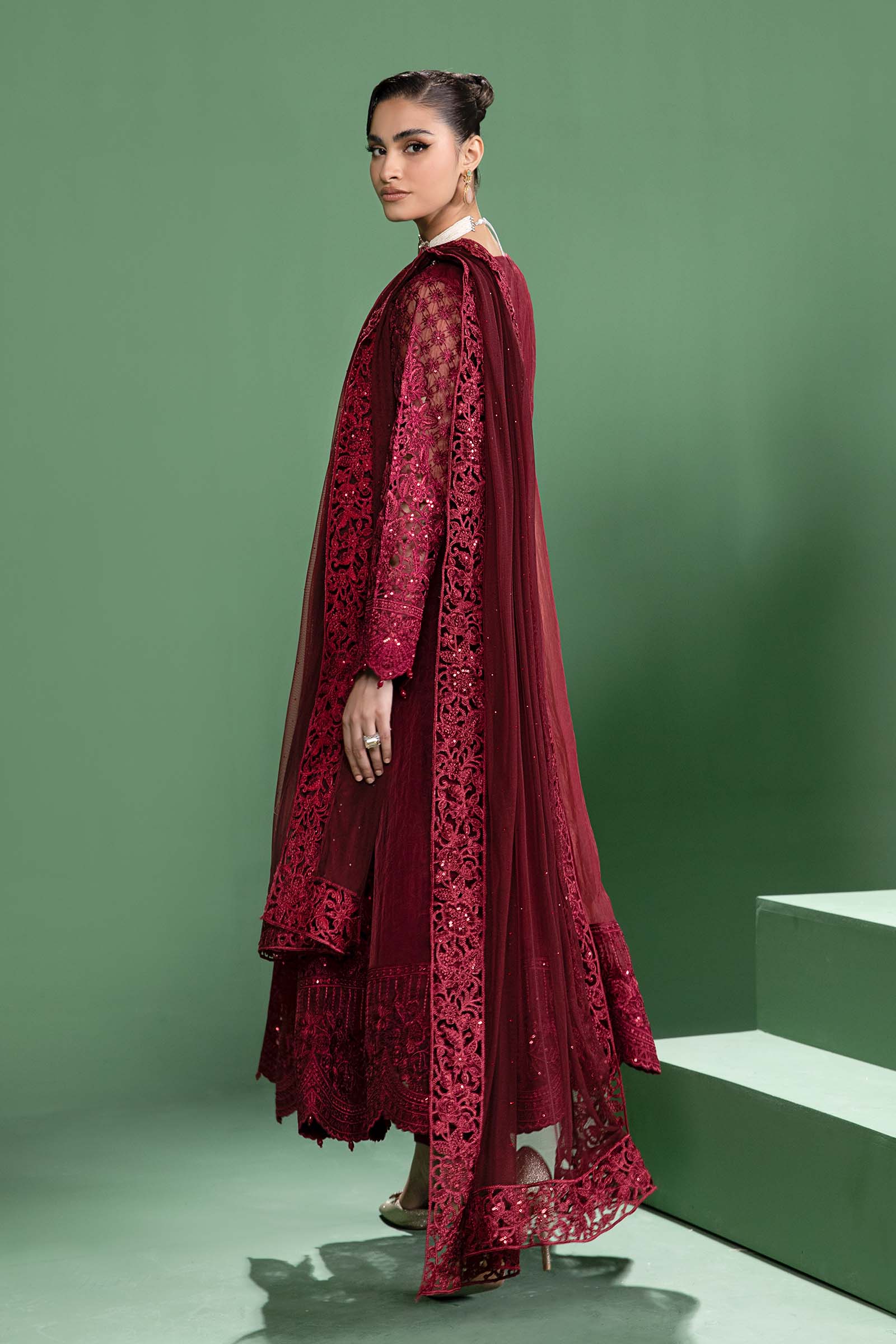 3 Piece Embroidered Organza Suit - Image 5