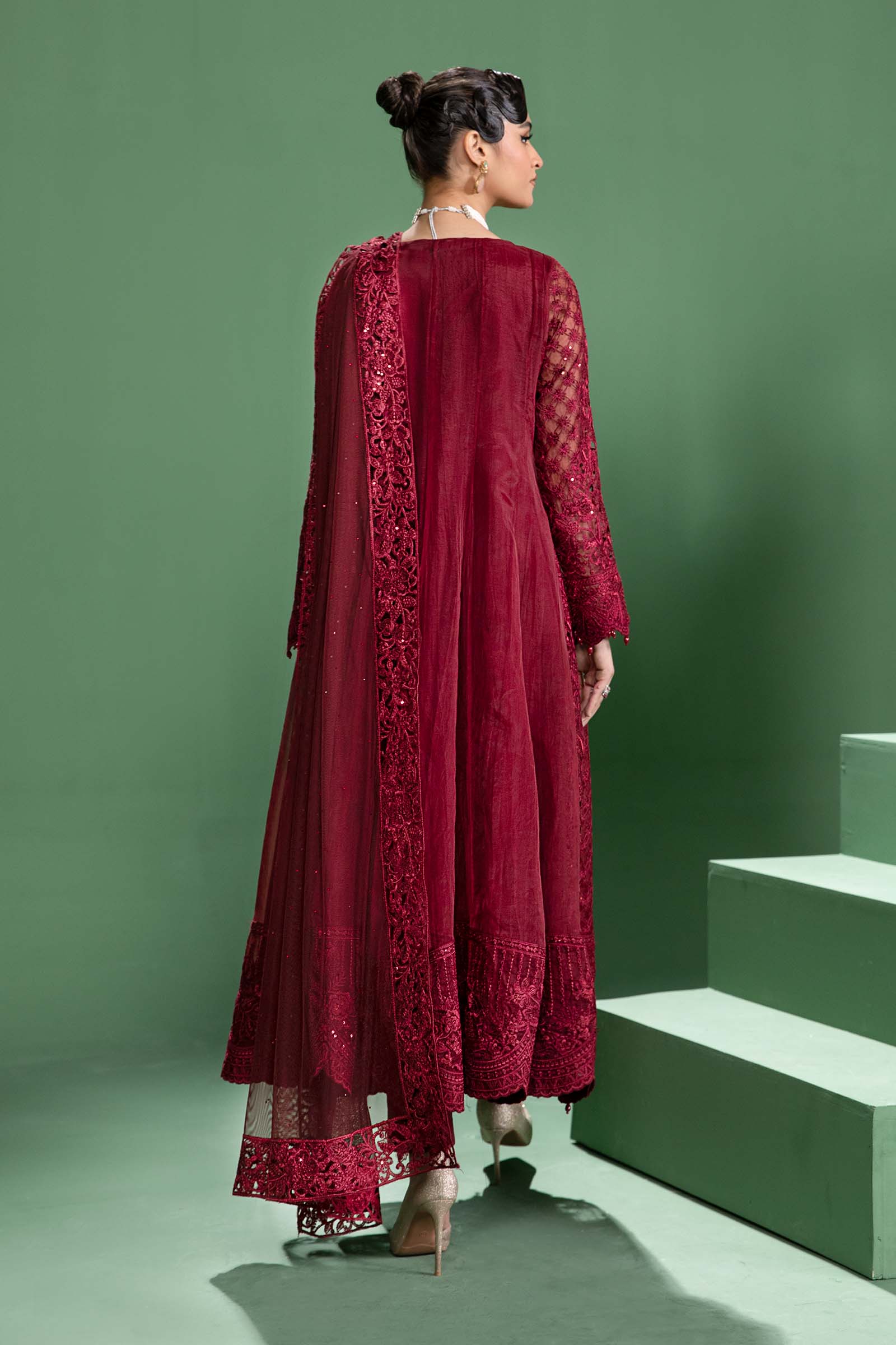 3 Piece Embroidered Organza Suit - Image 6