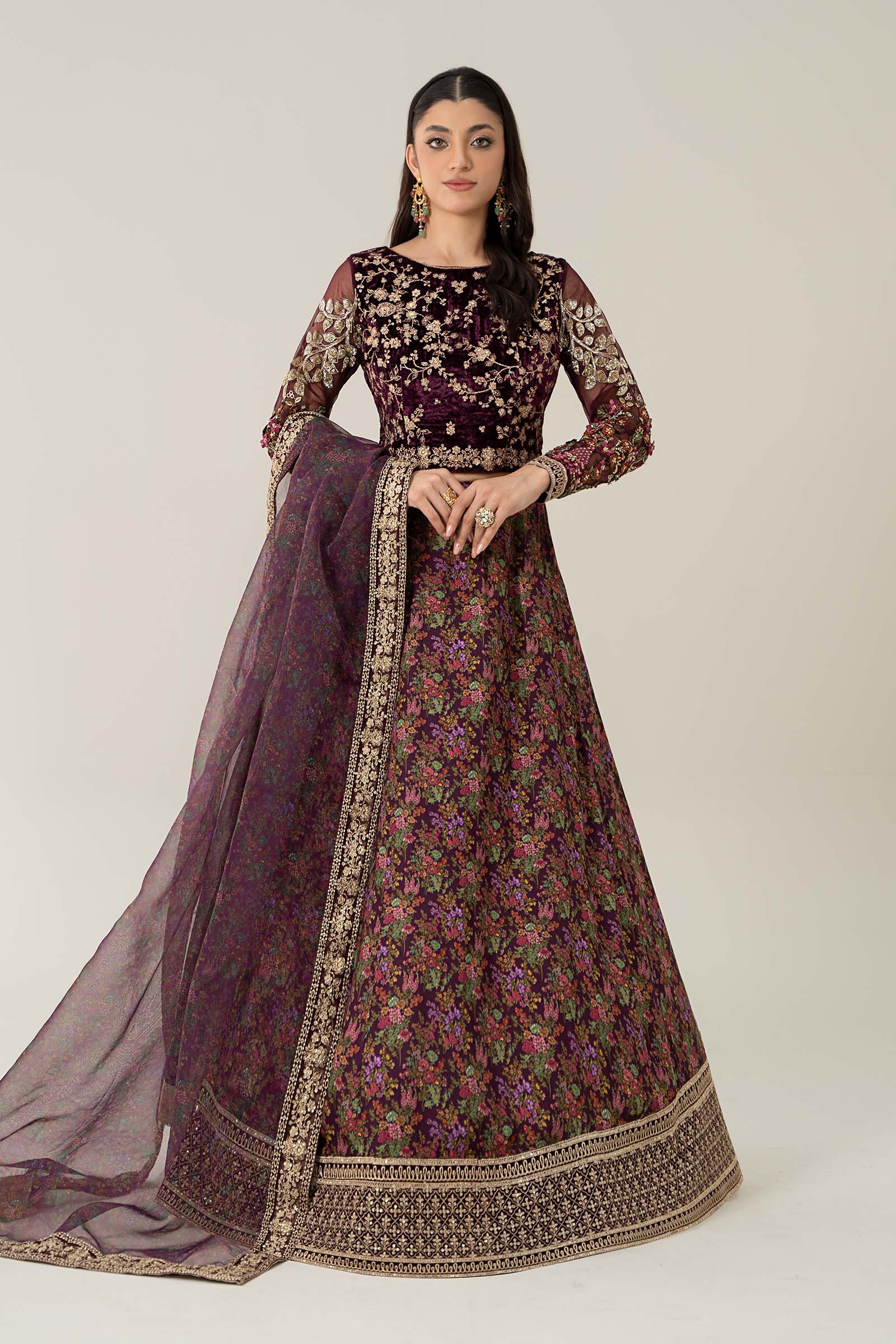 3 Piece Embroidered Velvet Suit - Image 2