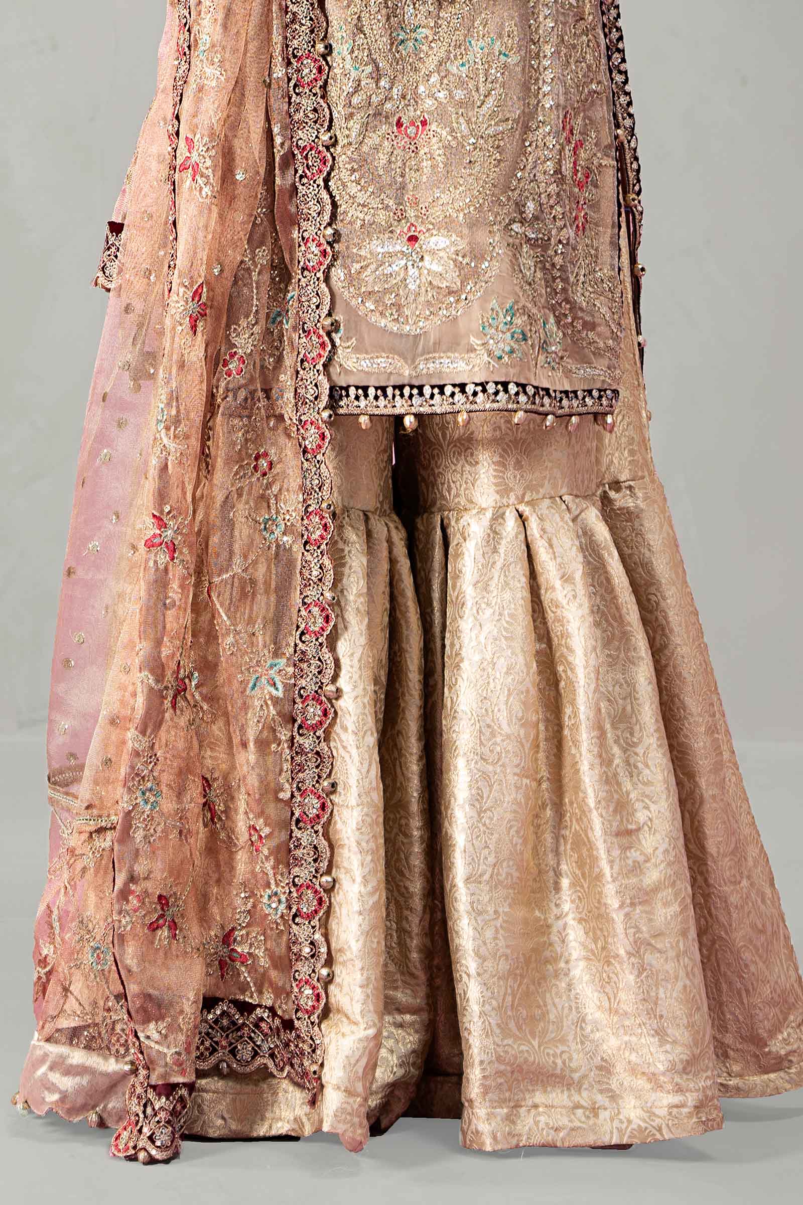 3 Piece Embroidered Zari Net Suit - Image 3