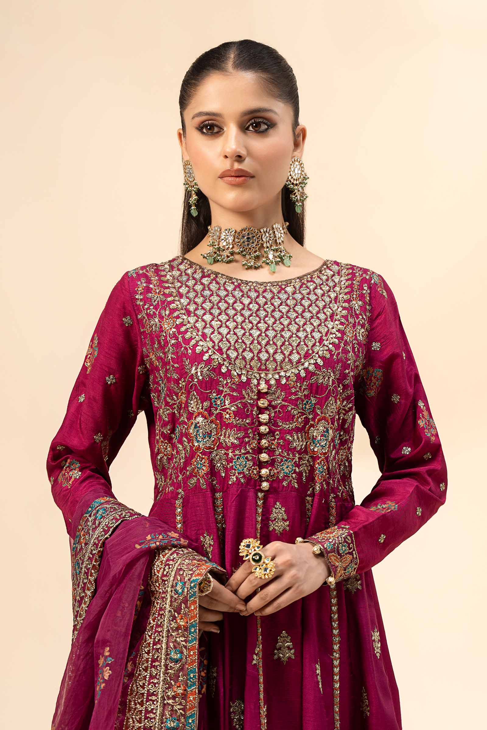 3 Piece Embroidered Raw Silk Suit - Image 2