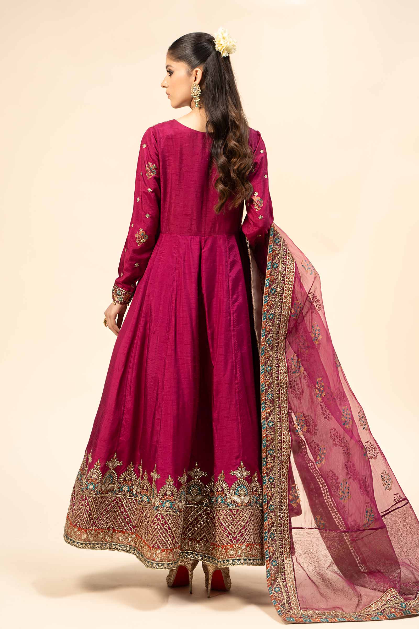 3 Piece Embroidered Raw Silk Suit - Image 5