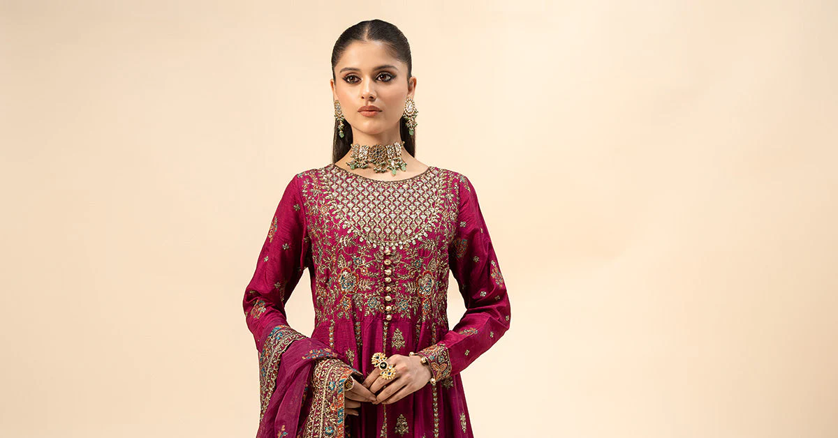 3 Piece Embroidered Raw Silk Suit - Image 6