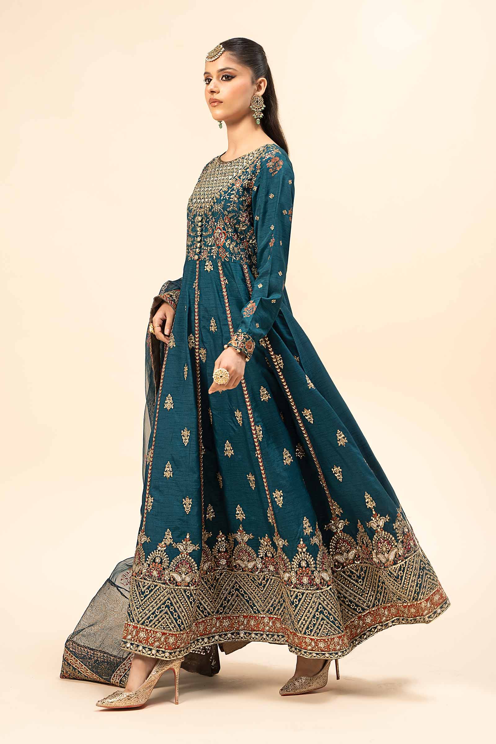 3 Piece Embroidered Raw Silk Suit - Image 4