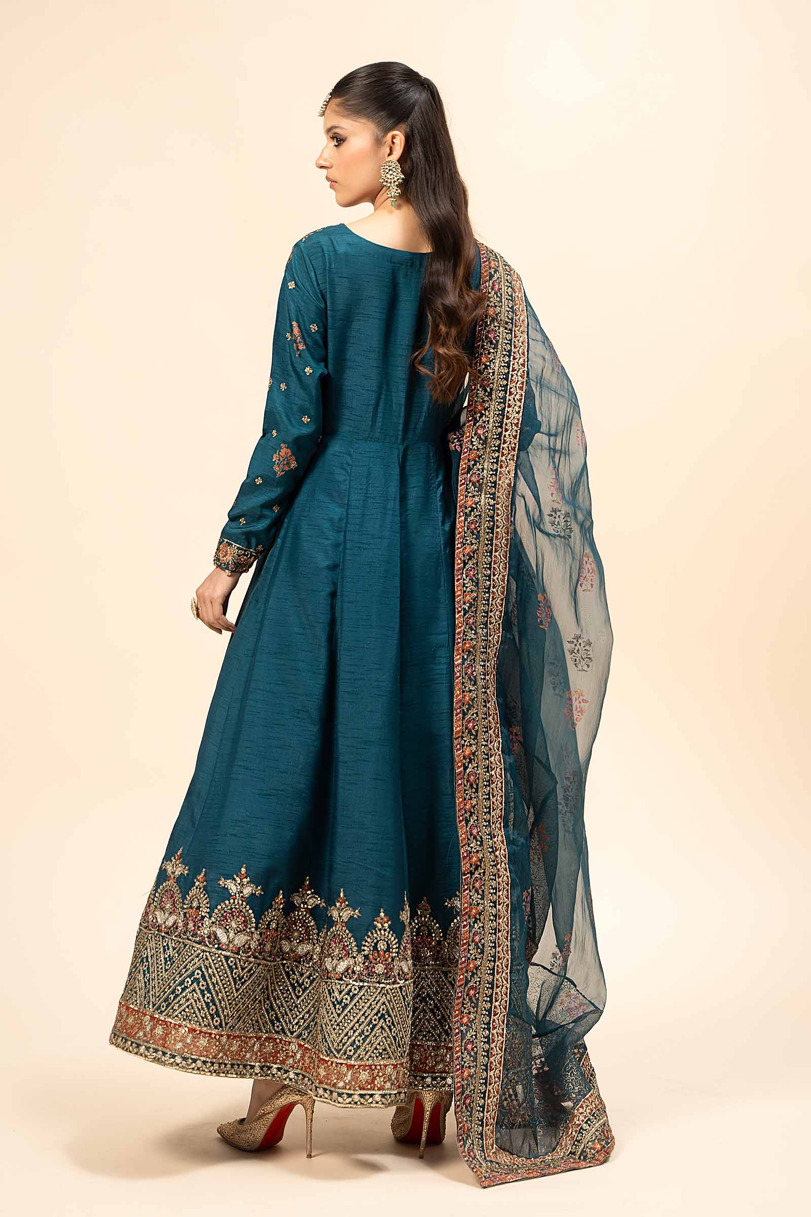 3 Piece Embroidered Raw Silk Suit - Image 6