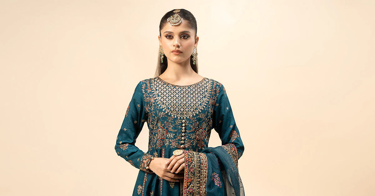 3 Piece Embroidered Raw Silk Suit - Image 7