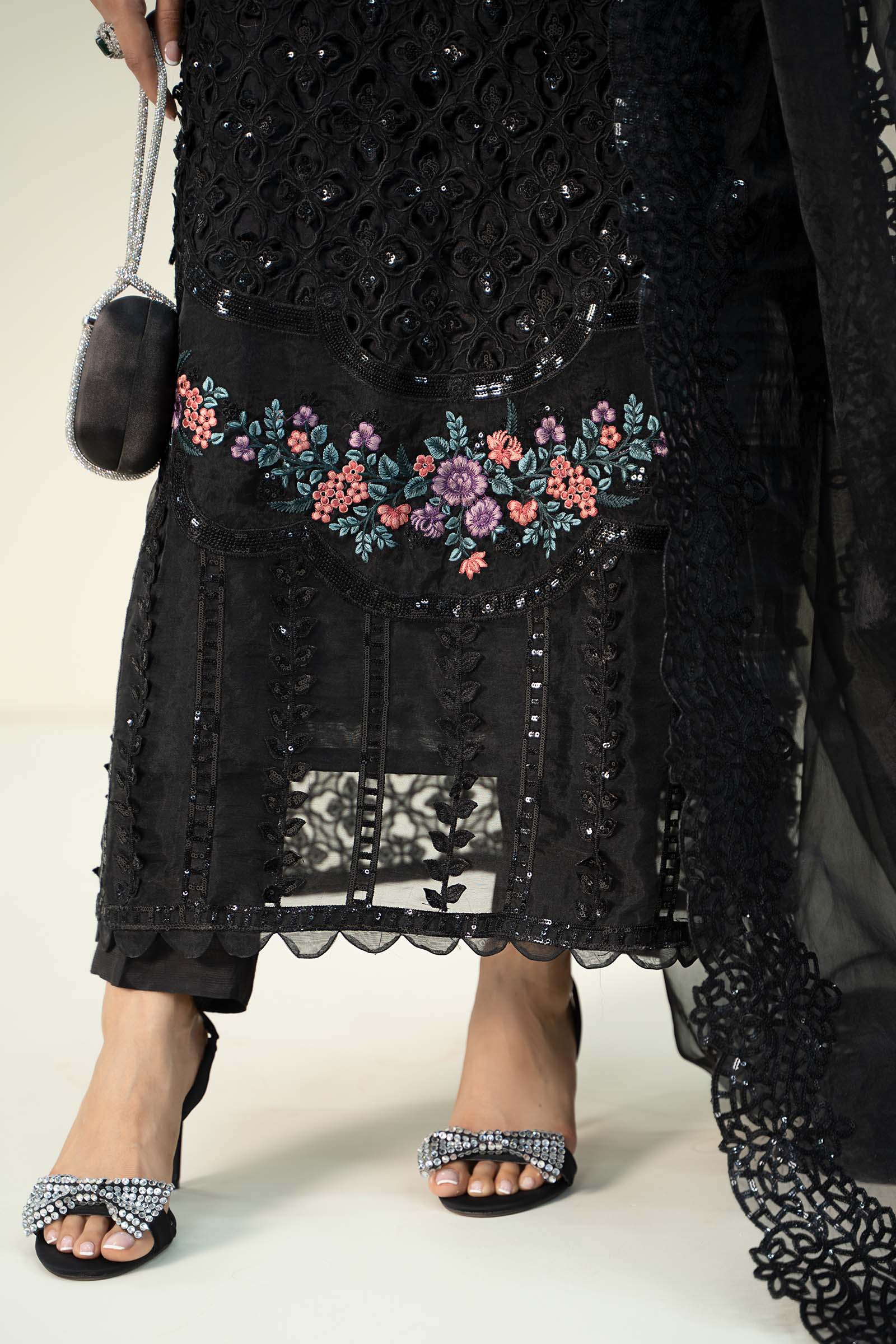 3 Piece Embroidered Organza Suit - Image 3