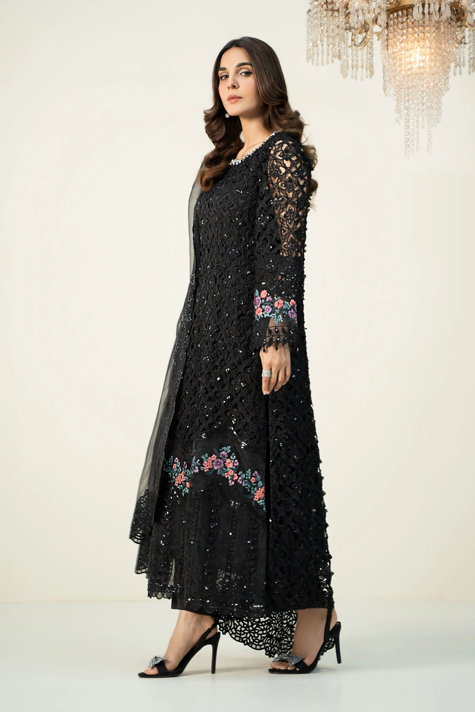 3 Piece Embroidered Organza Suit - Image 5