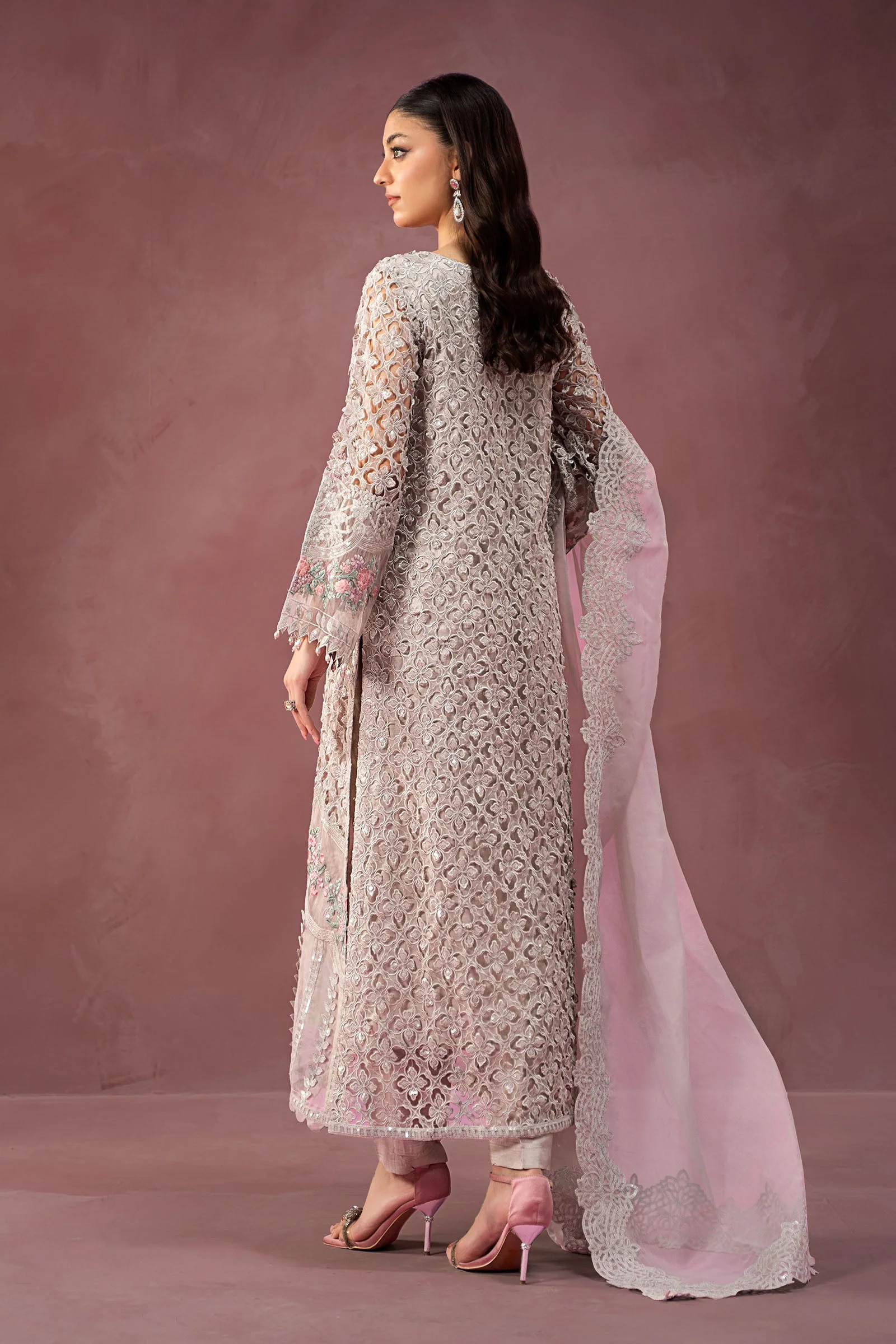 3 Piece Embroidered Organza Suit - Image 6