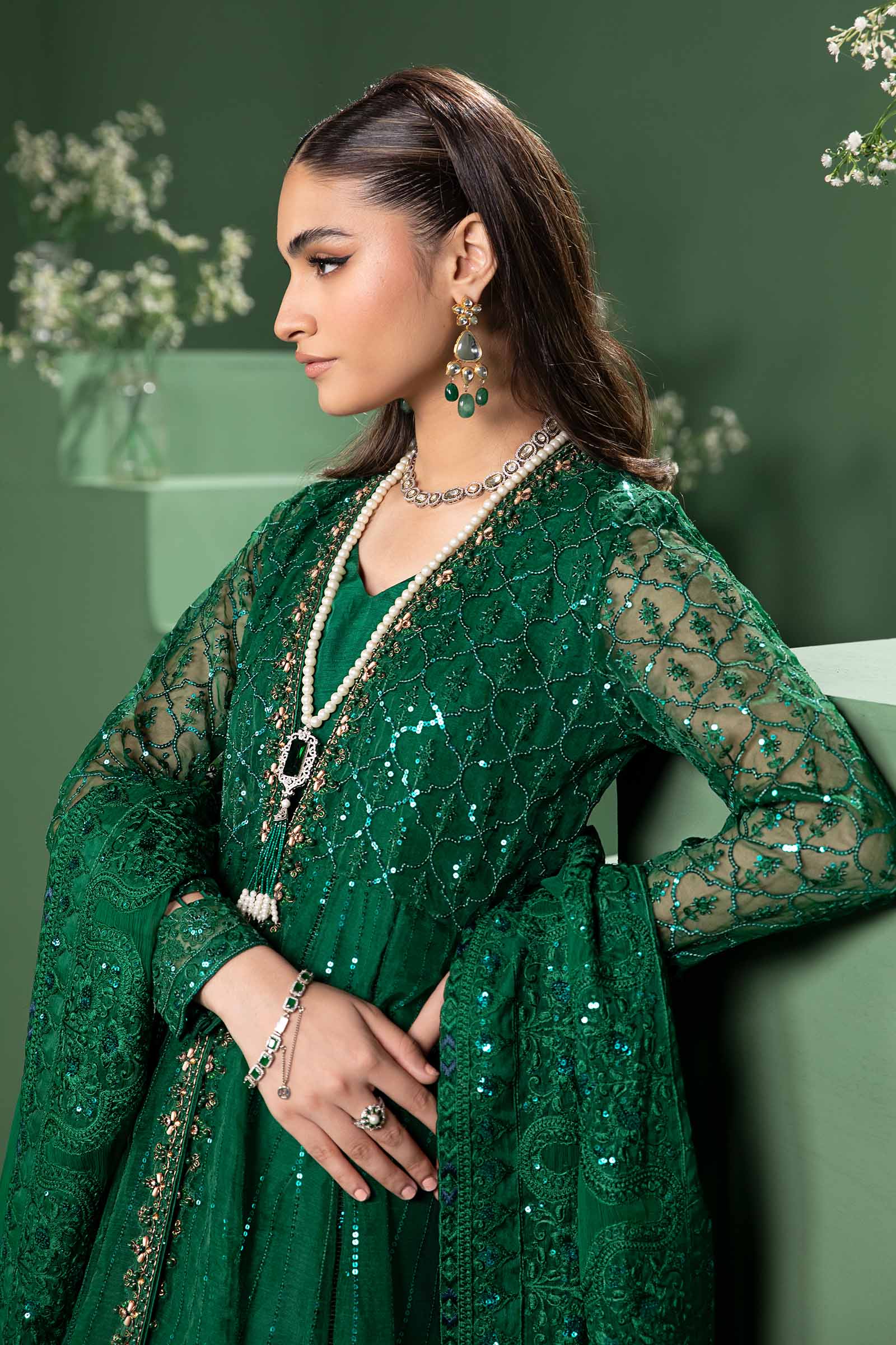 3 Piece Embroidered Organza Suit - Image 2