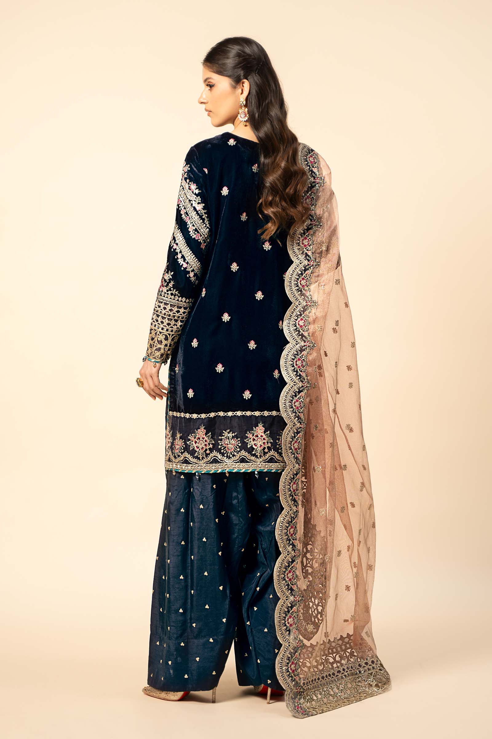 3 Piece Embroidered Velvet Suit - Image 6