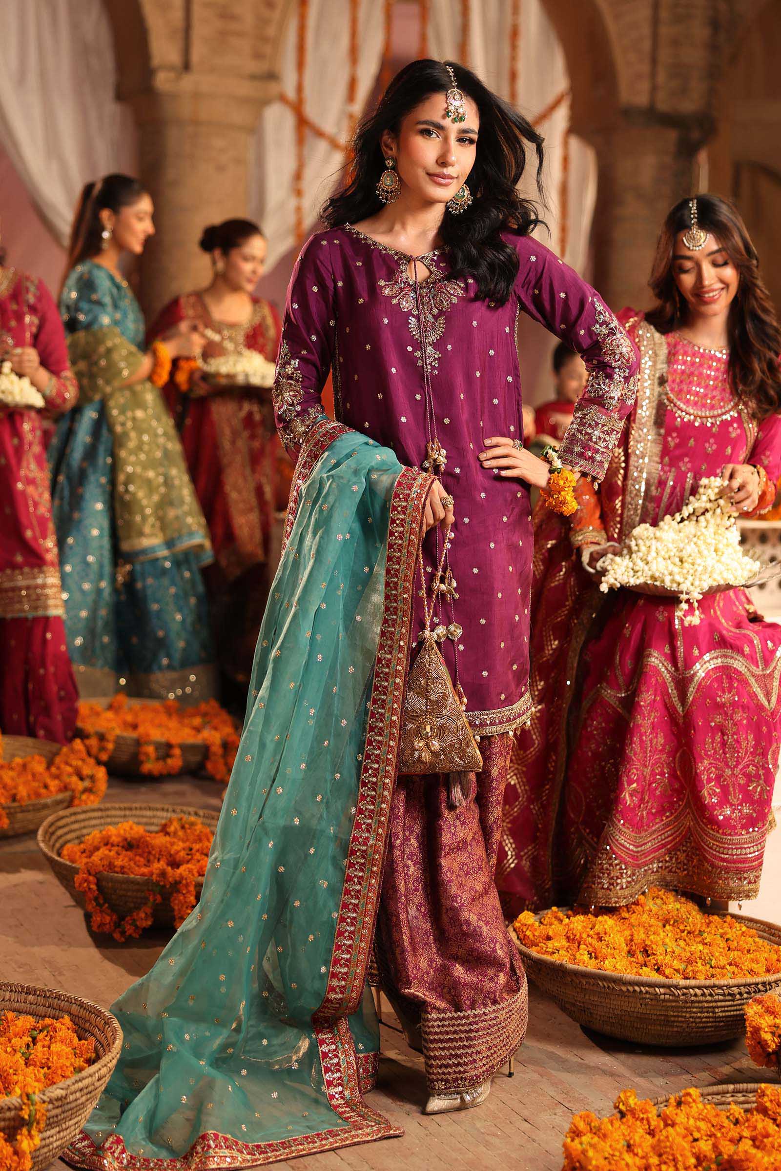 3 Piece Embroidered Raw Silk Suit - Image 2