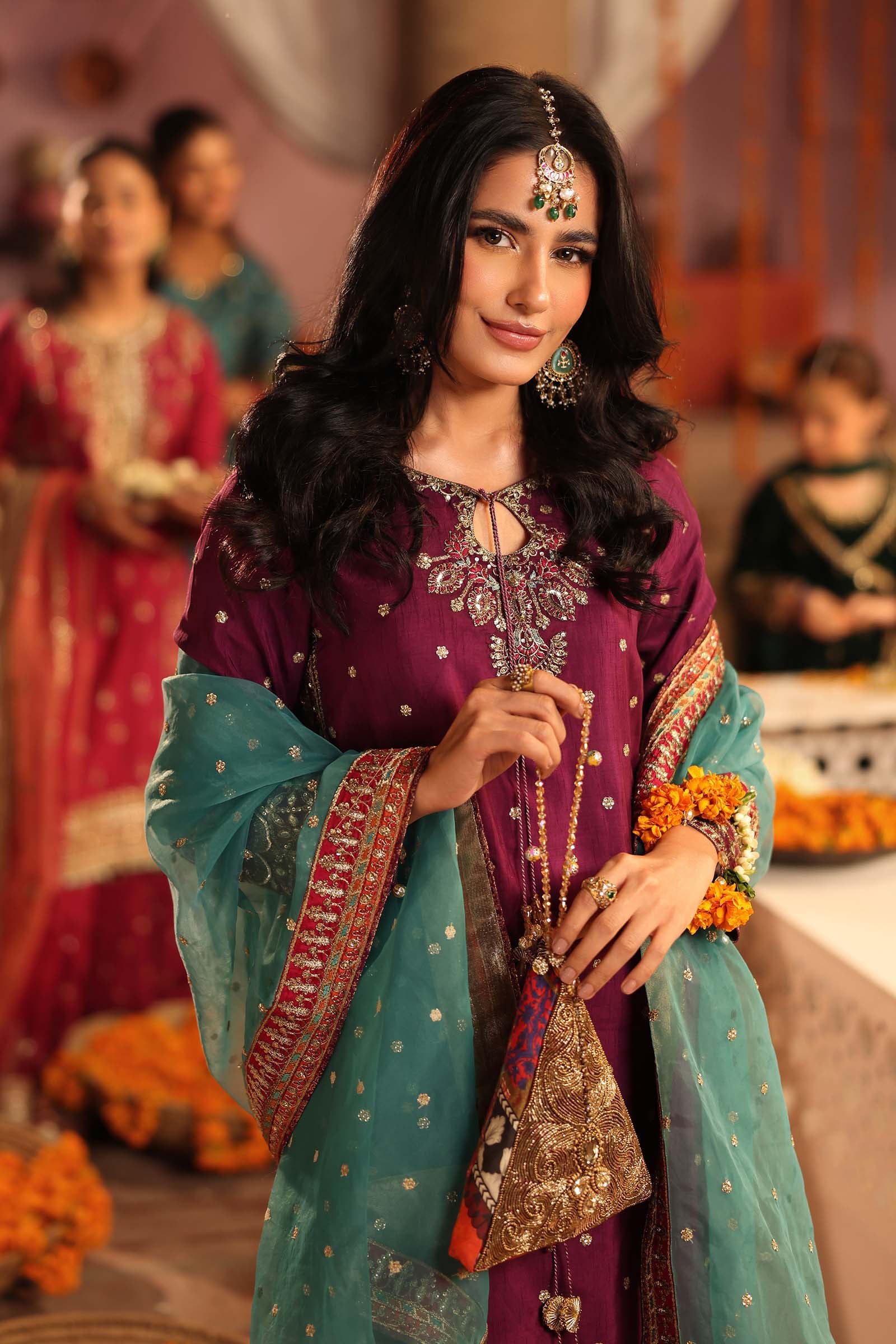 3 Piece Embroidered Raw Silk Suit - Image 3