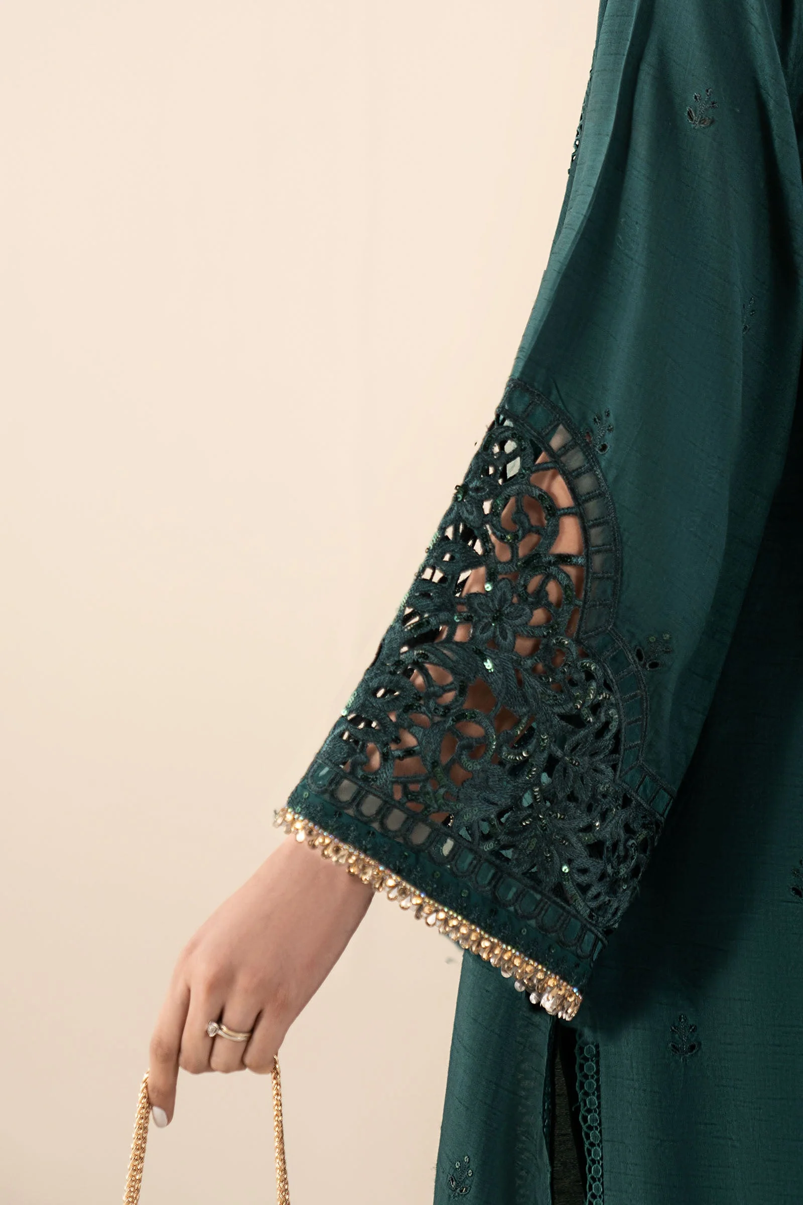 3 Piece Embroidered Raw Silk Suit - Image 4