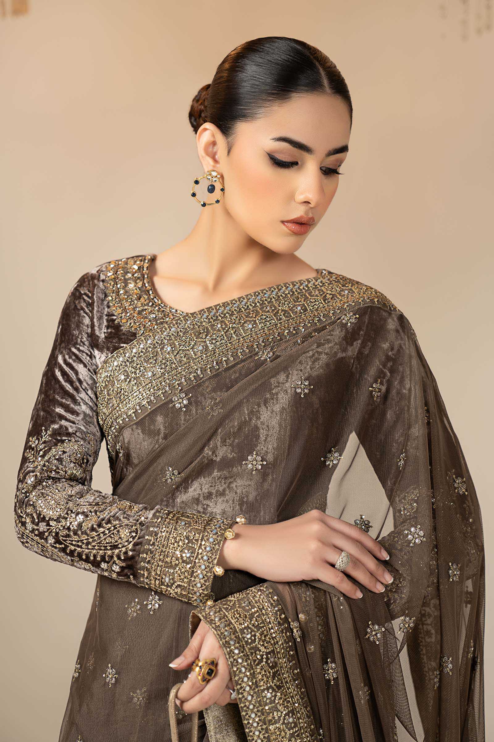 Embroidered Net Saree - Image 2
