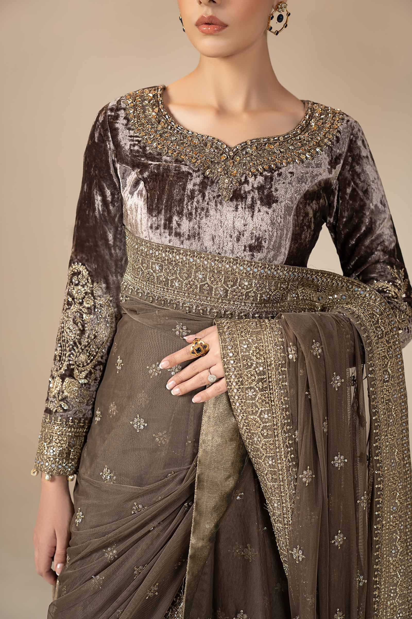 Embroidered Net Saree - Image 3