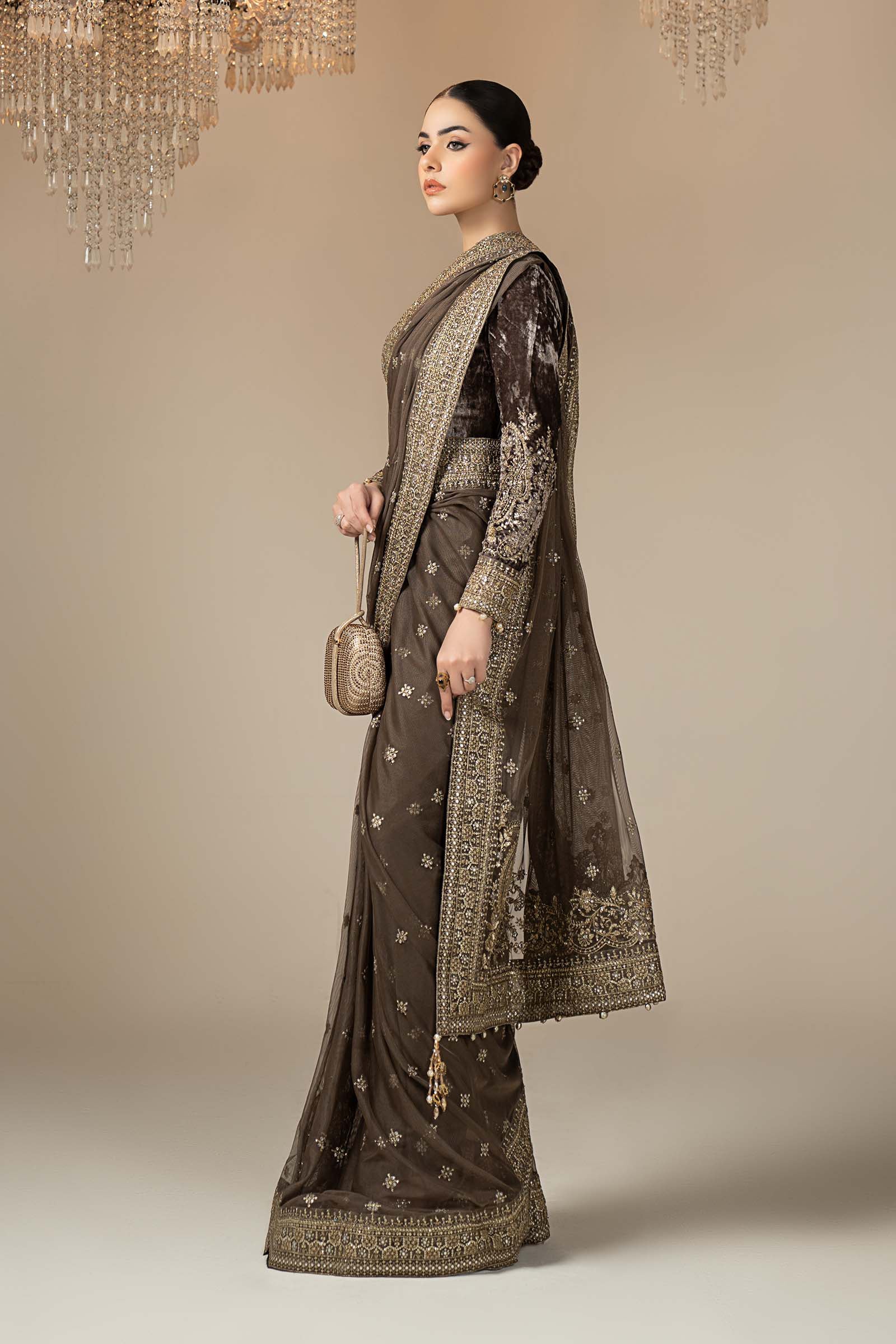 Embroidered Net Saree - Image 5