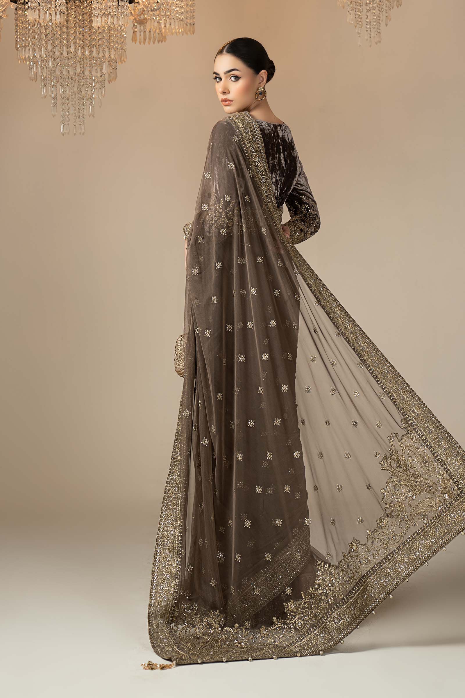 Embroidered Net Saree - Image 6