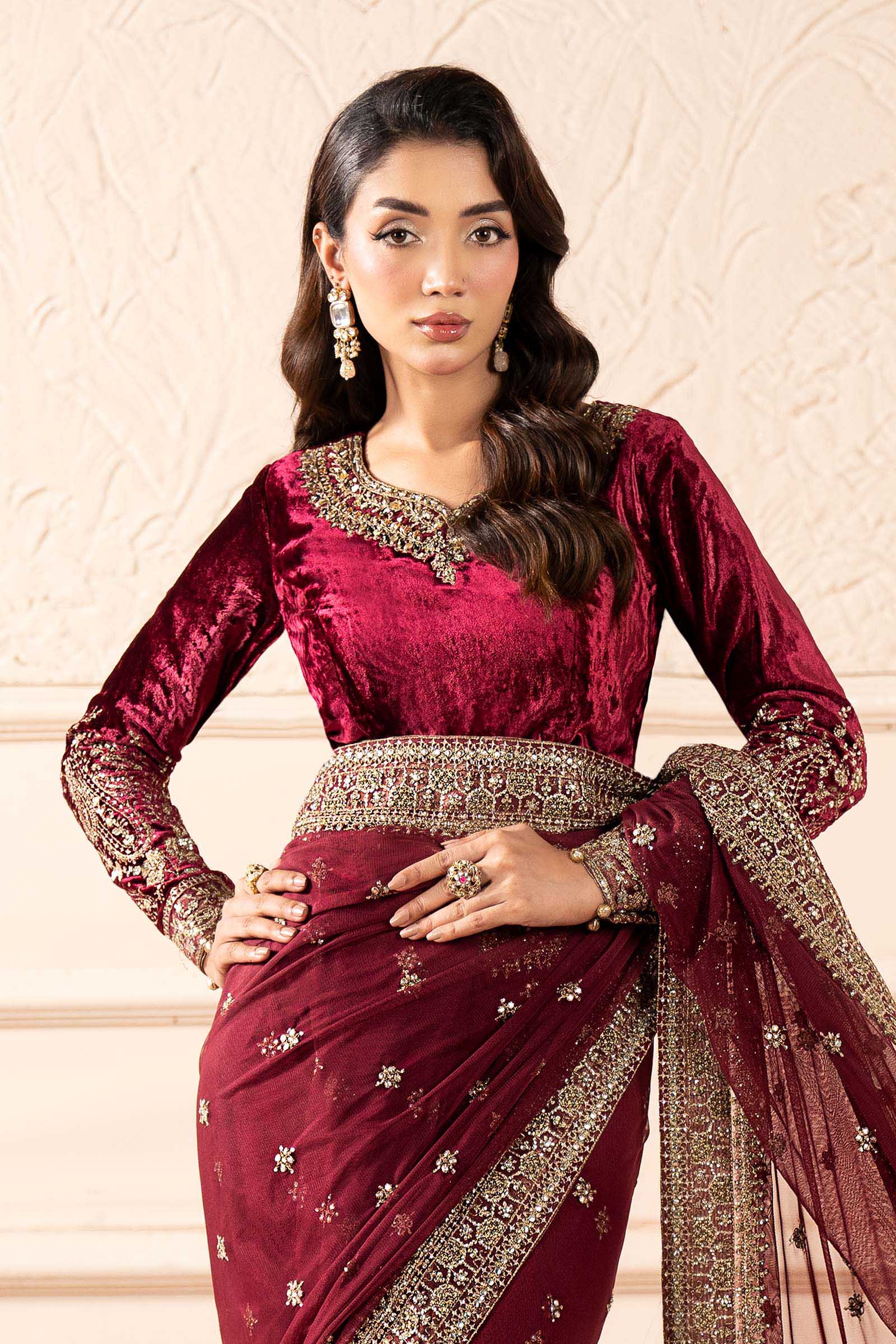Embroidered Net Saree - Image 4
