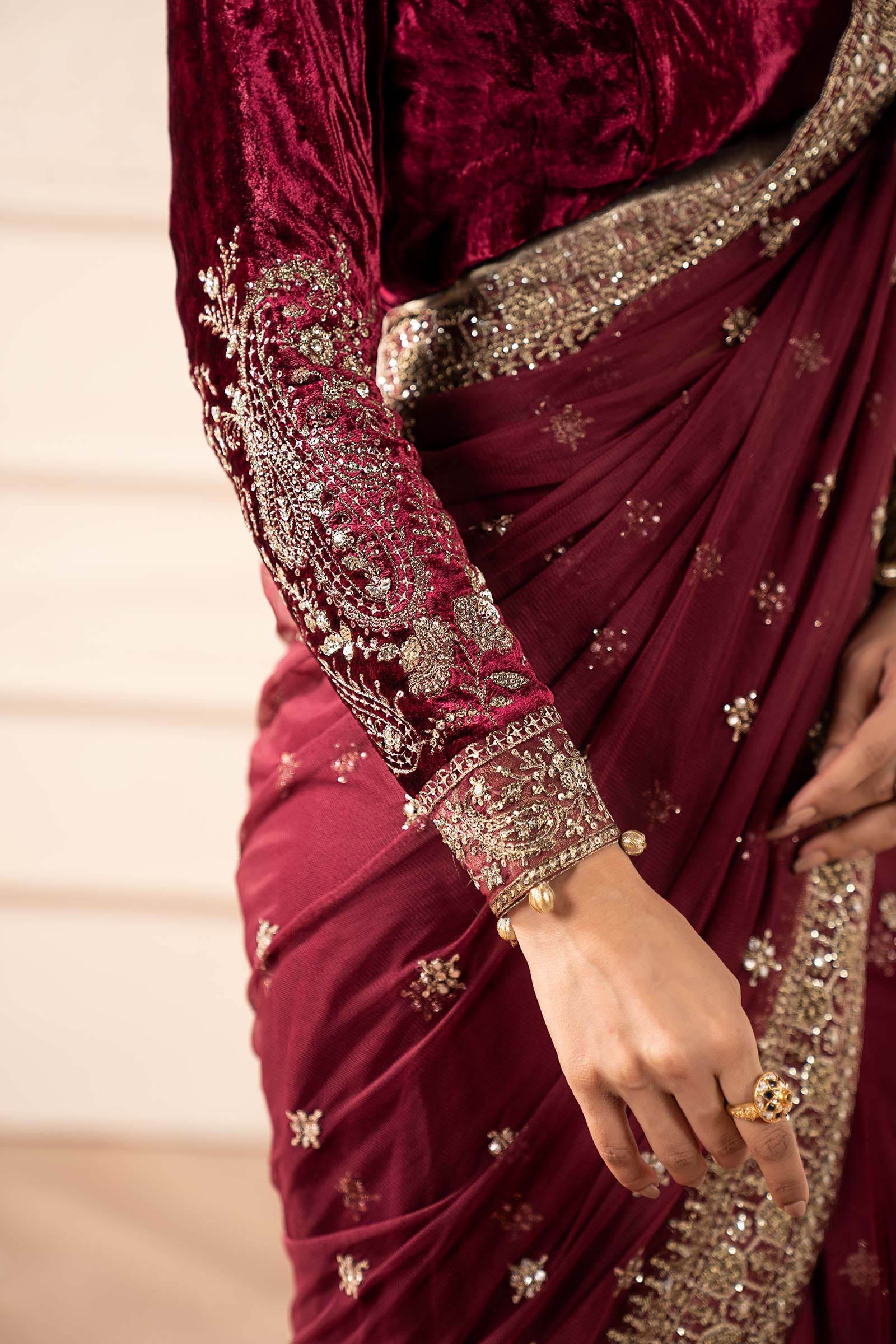 Embroidered Net Saree - Image 5