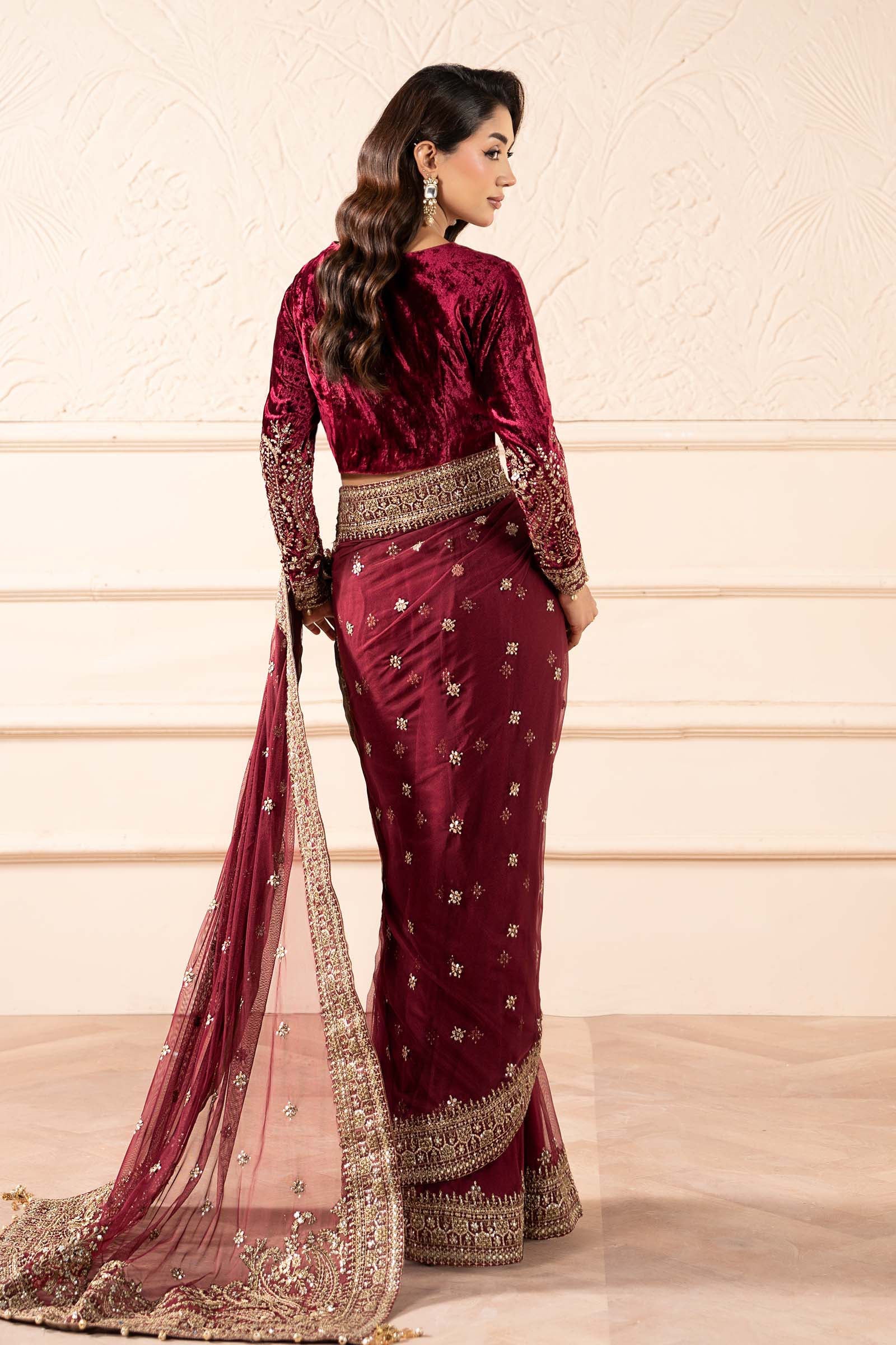 Embroidered Net Saree - Image 9